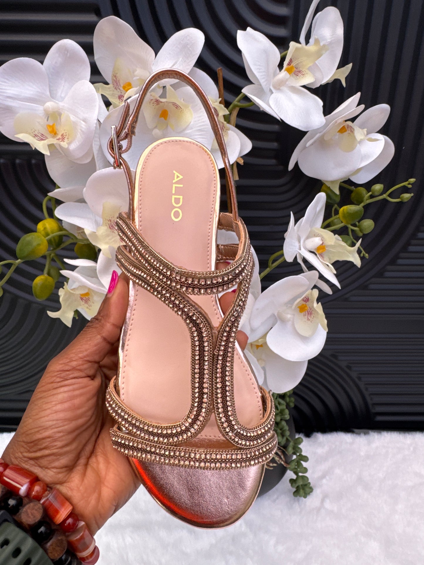 ALDO Gold Diamante Flat Sandal