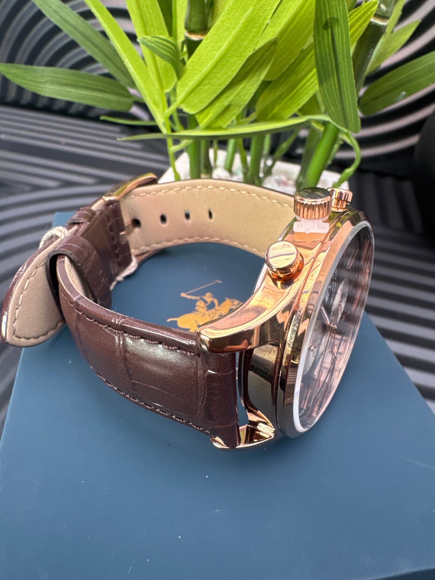 Beverly Hills Polo Club Leather Strap Watch