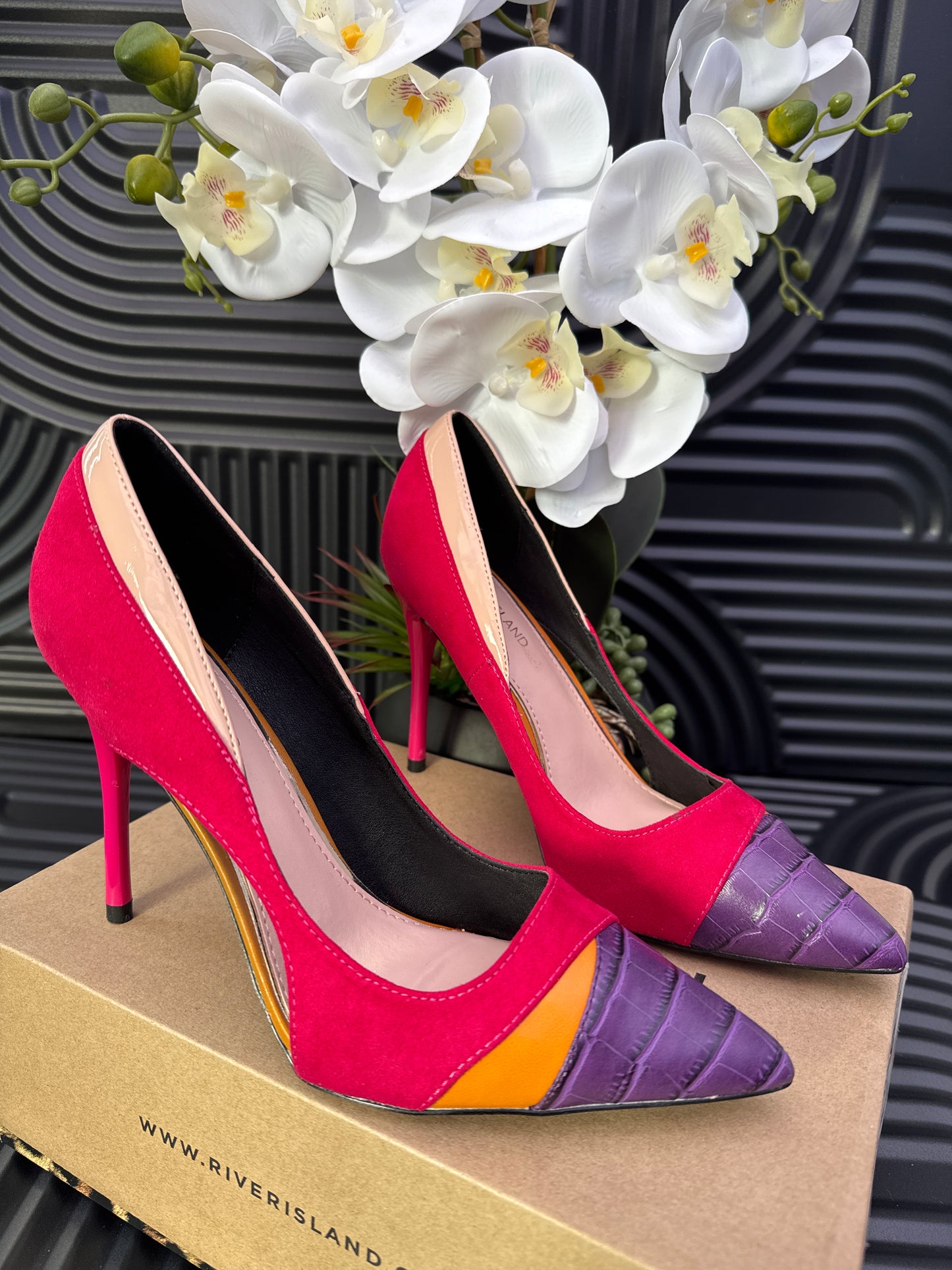 River Island Colour Block Pointed Toe Heels