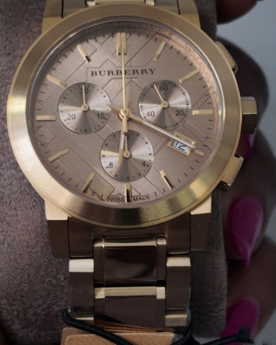Burberry UNISEX Gold Tone Chronograph 38mm Watch