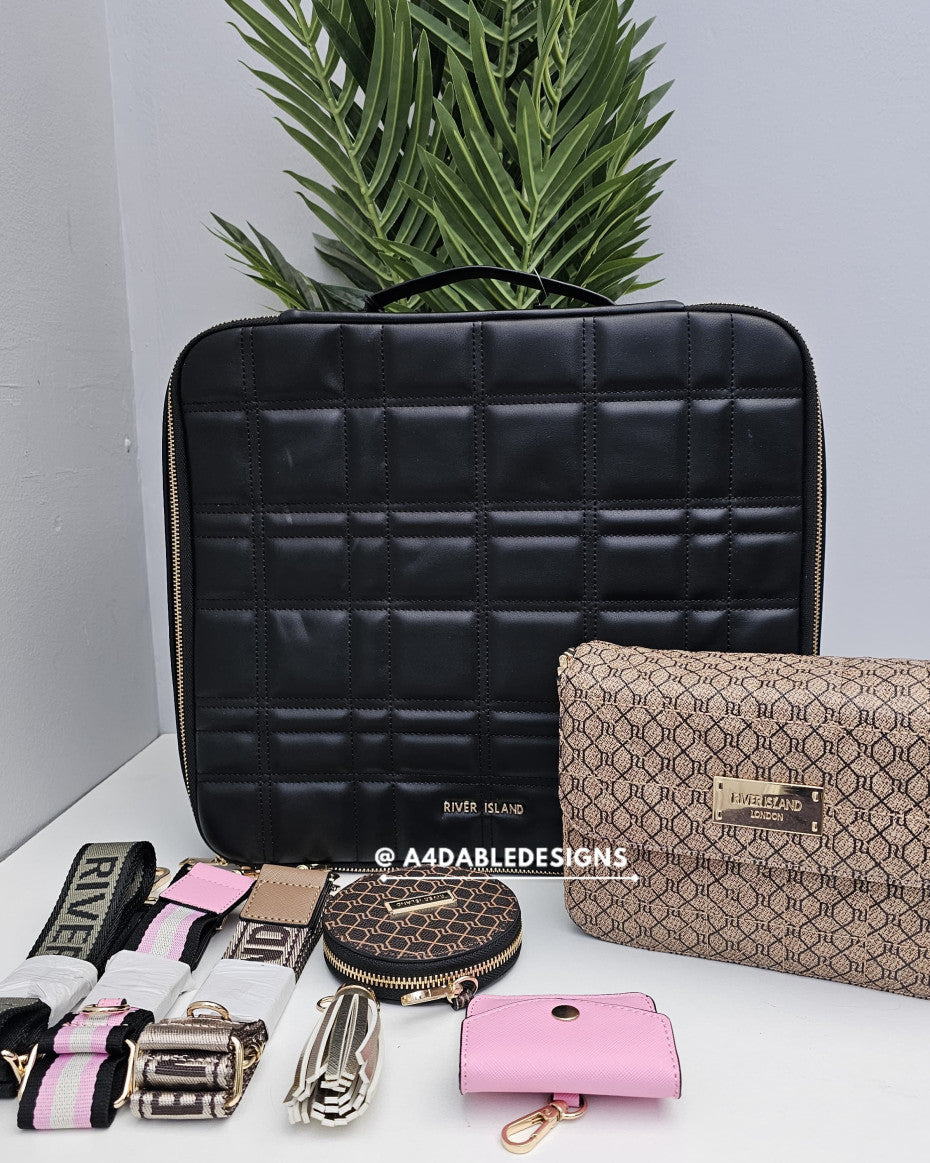 River Island monogram print cross body bag bundle