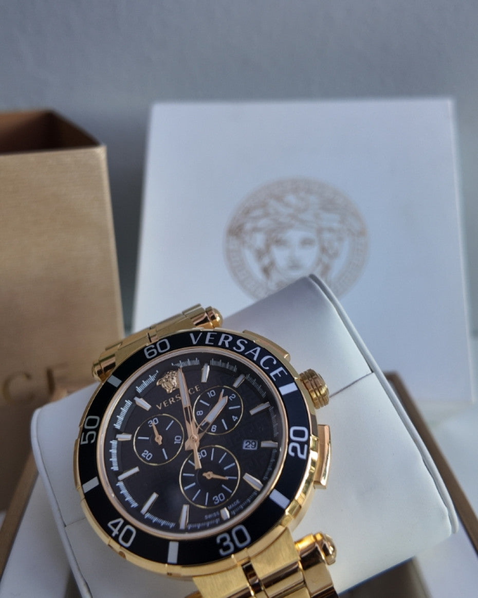Versace Chronograph Gold and Black Watch
