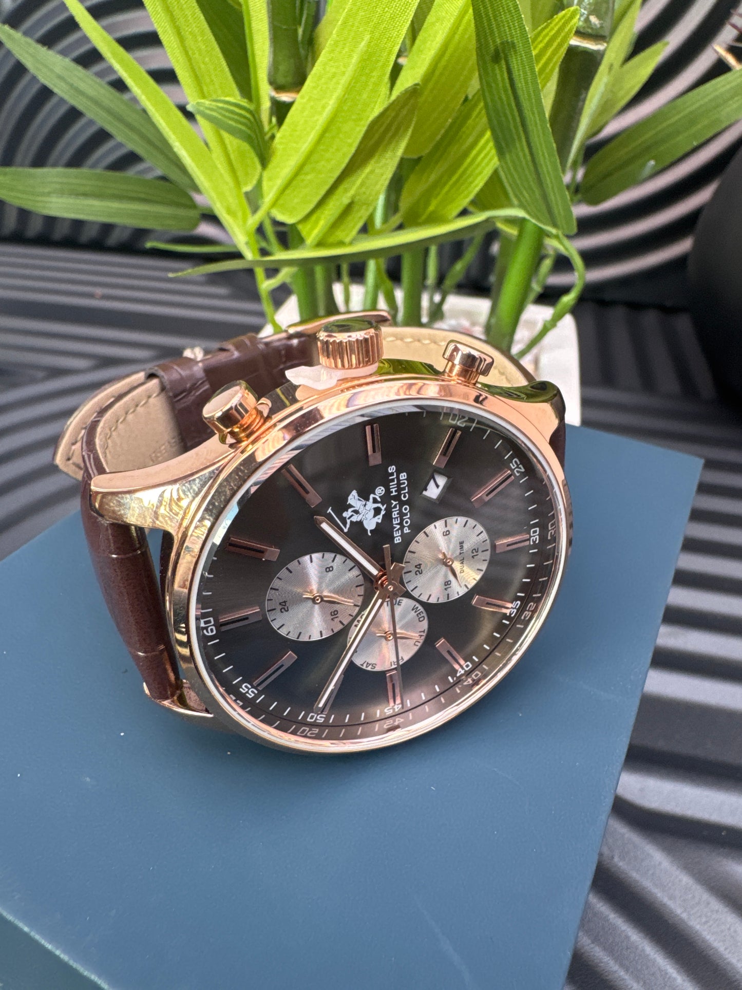 Beverly Hills Polo Club Leather Strap Watch