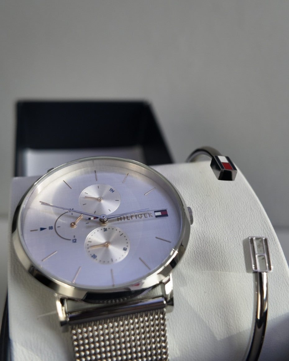 Tommy Hilfiger Silver Watch and Bracelet Set
