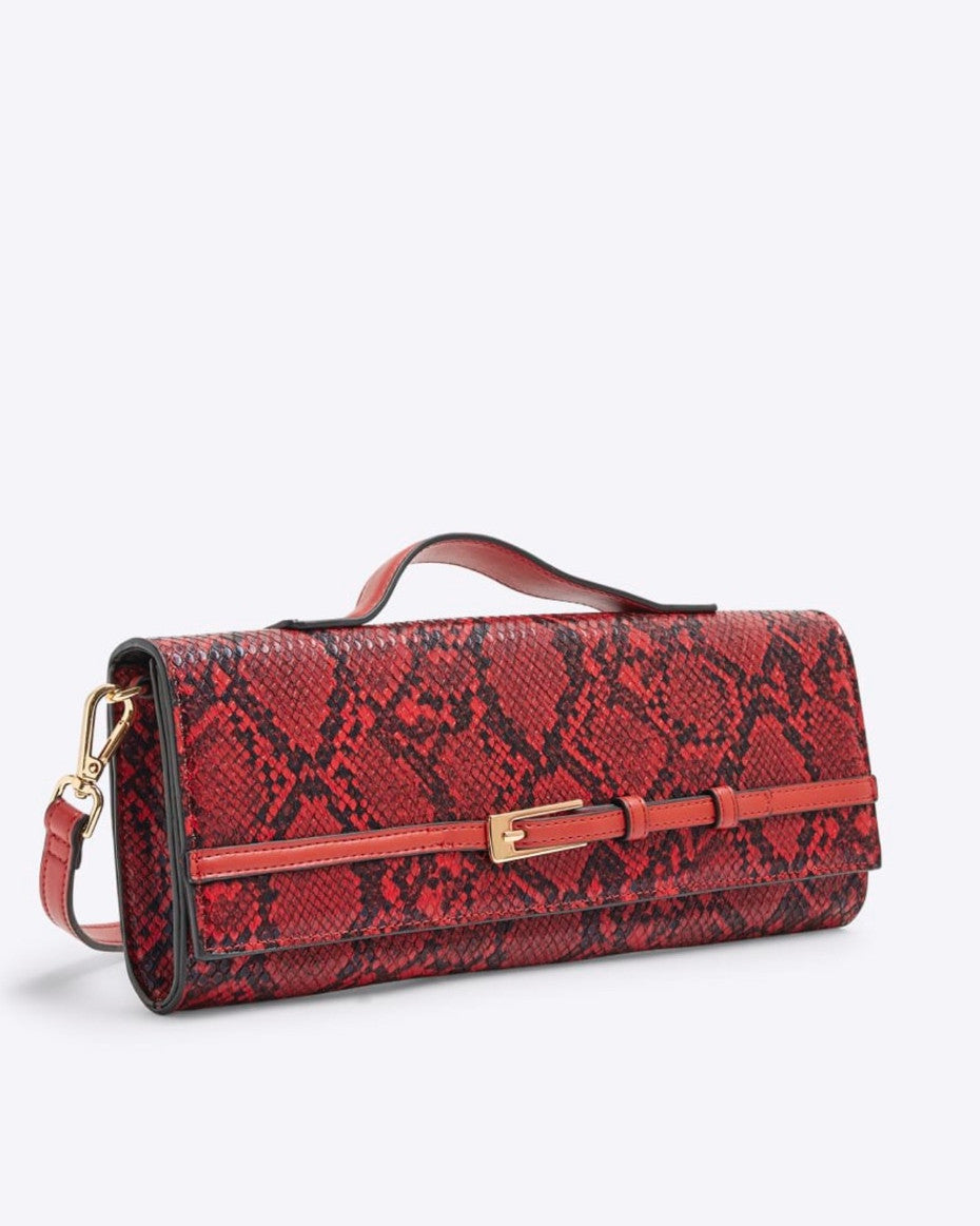 Snake Print Clutch Bag