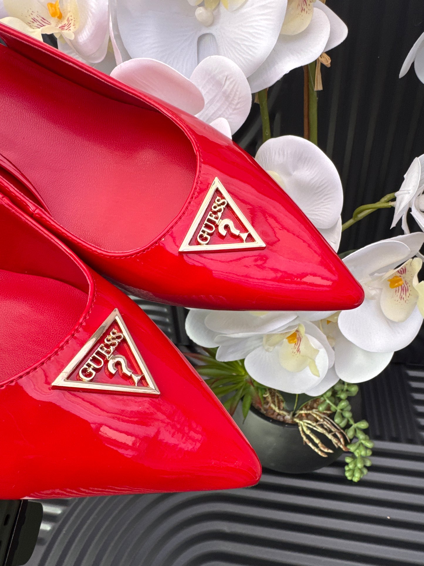 GUESS Red Block Heel Sandal