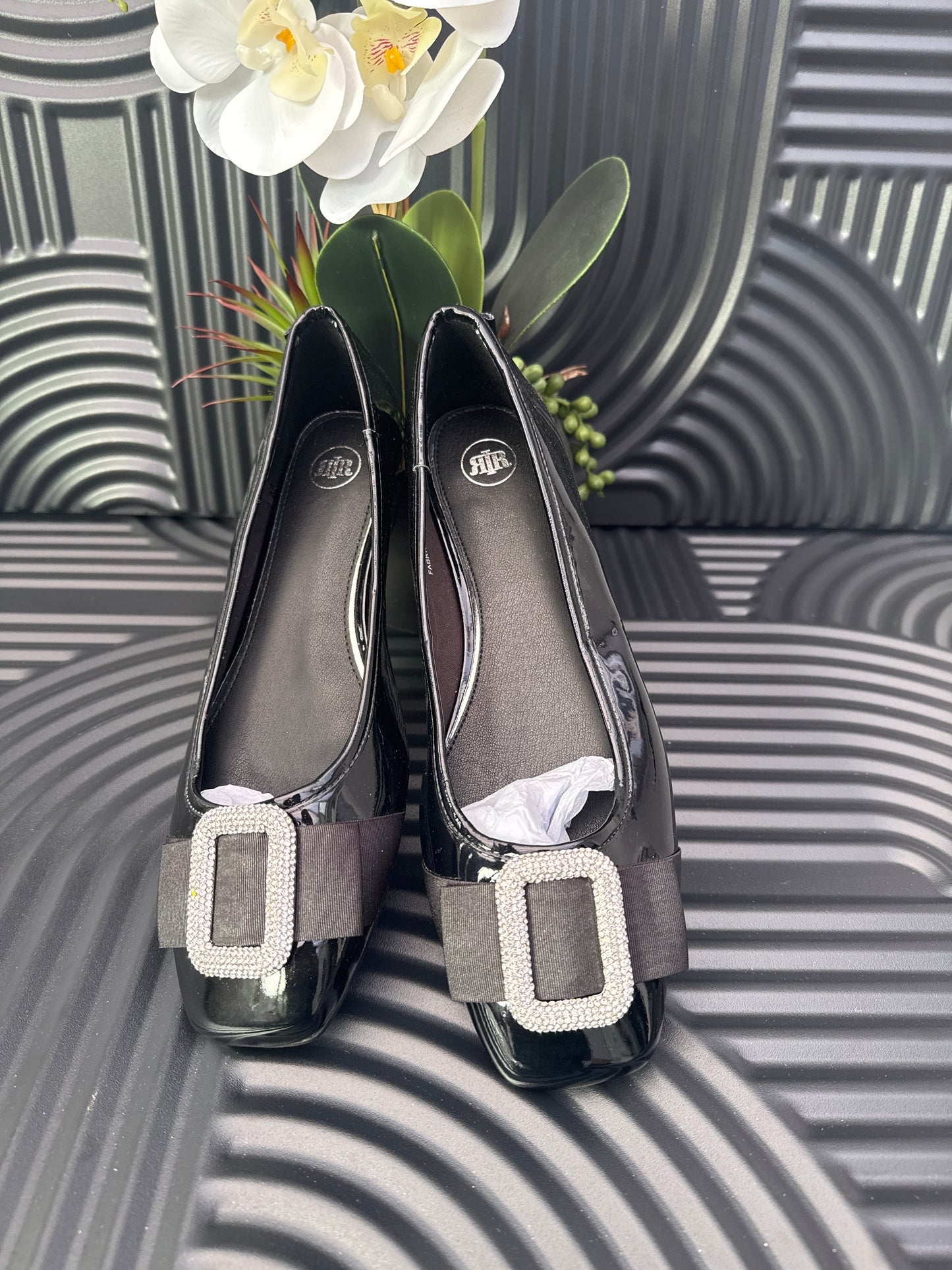 Black Embellished Ballet Shoes