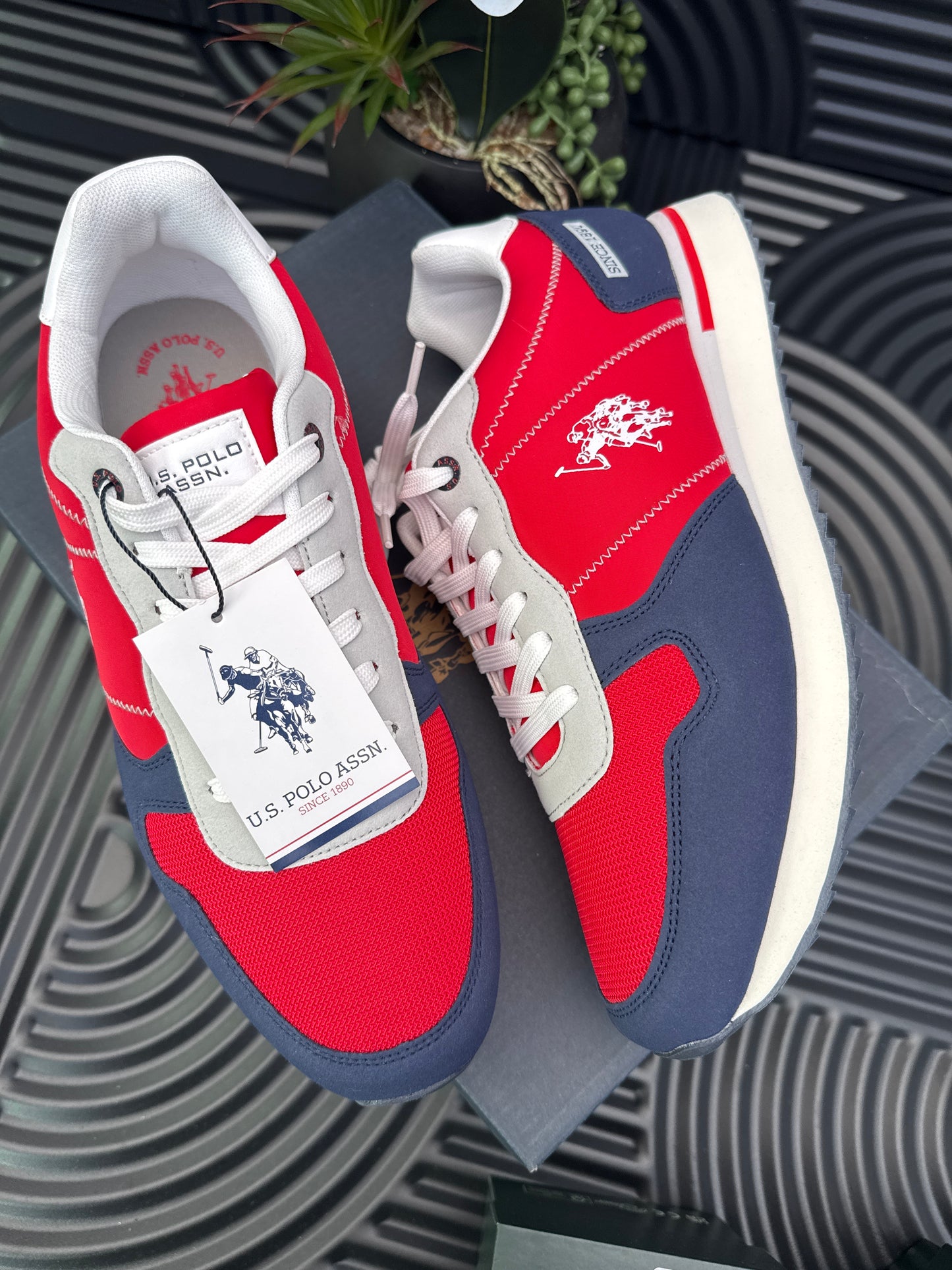 Navy & Red Logo Trainers