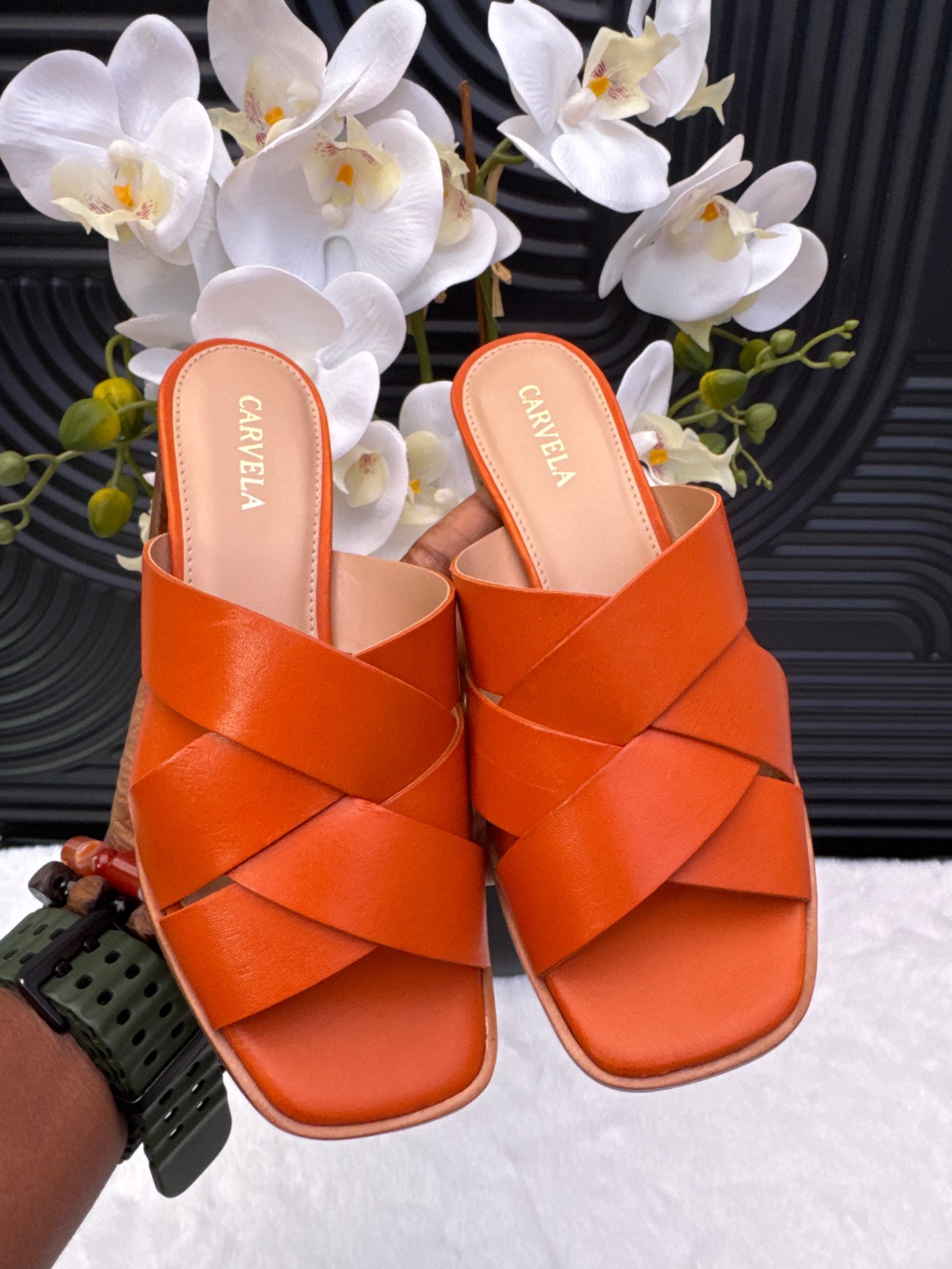 Carvela Orange Block heel sandal