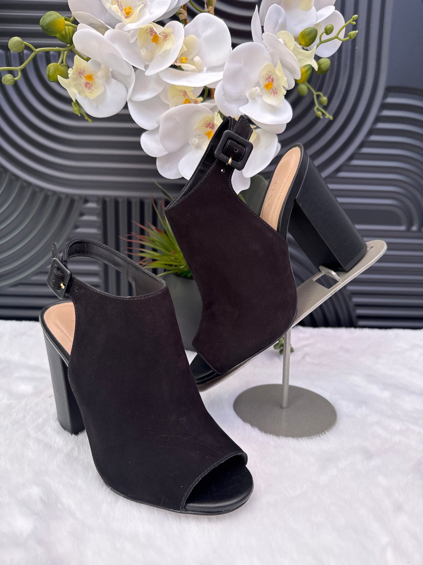 Peep Toe Slingback Mules Color Block
