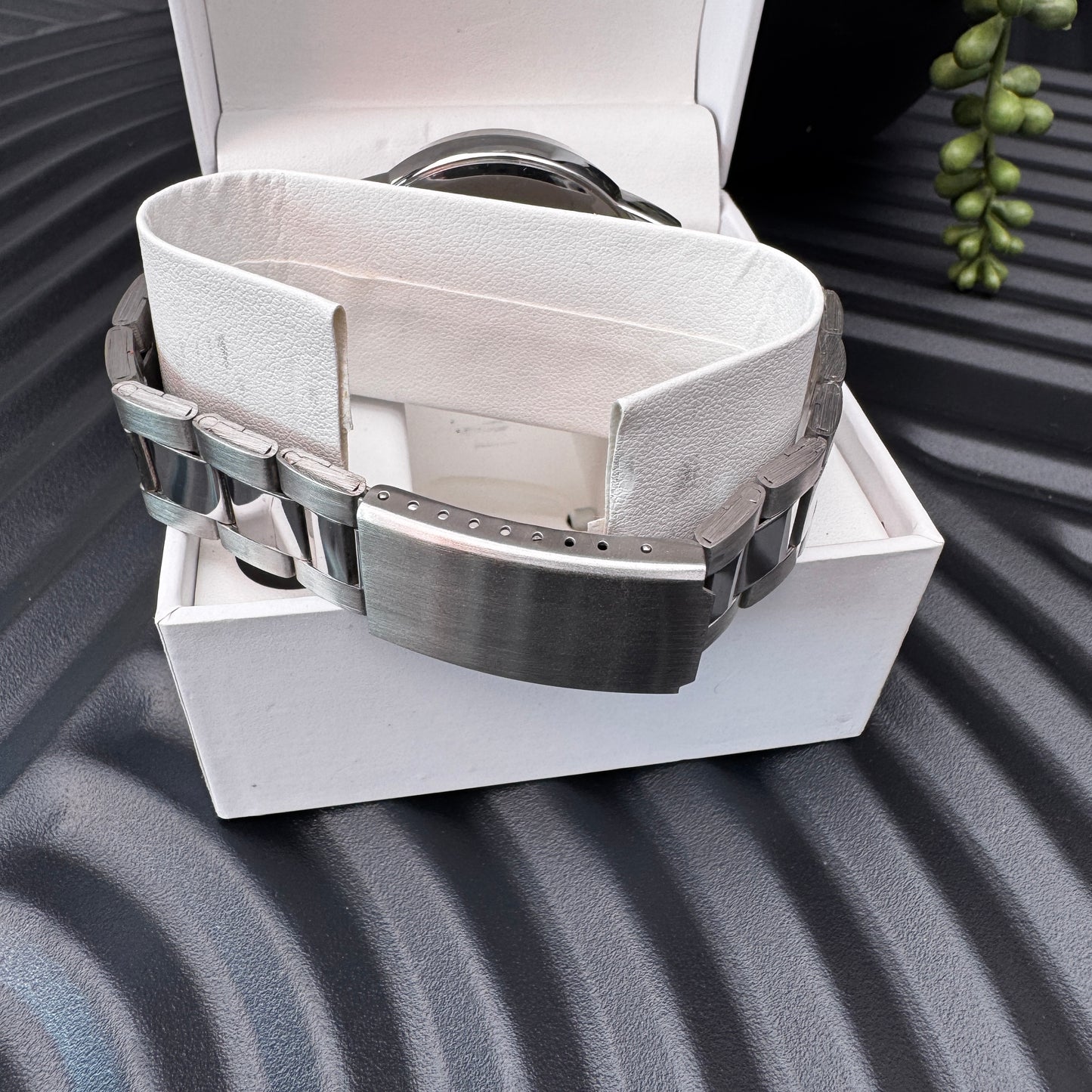 Silver Bracelet Watch with Chocolate Dial