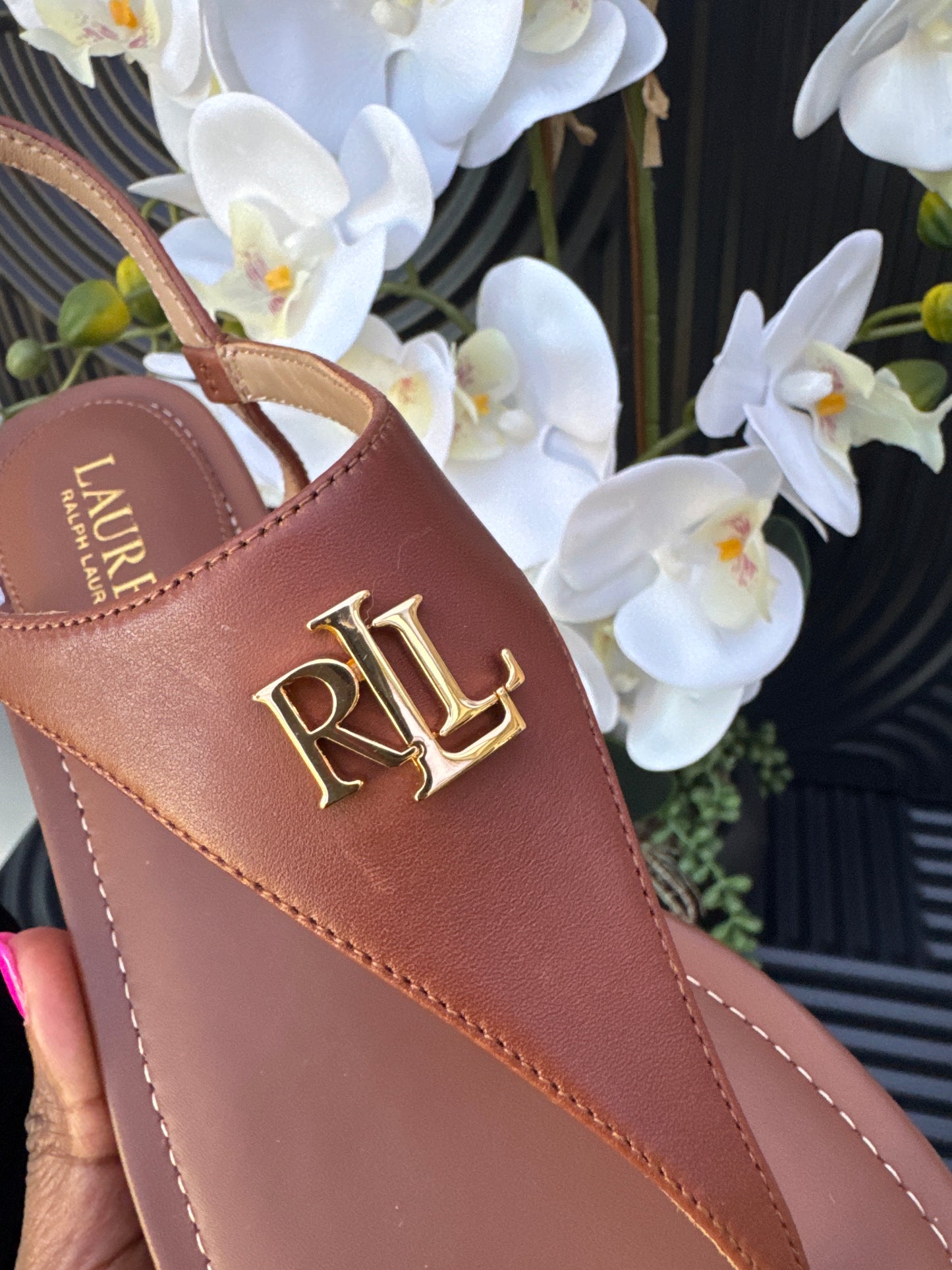Ralph Lauren Brown T-Bar Sandals