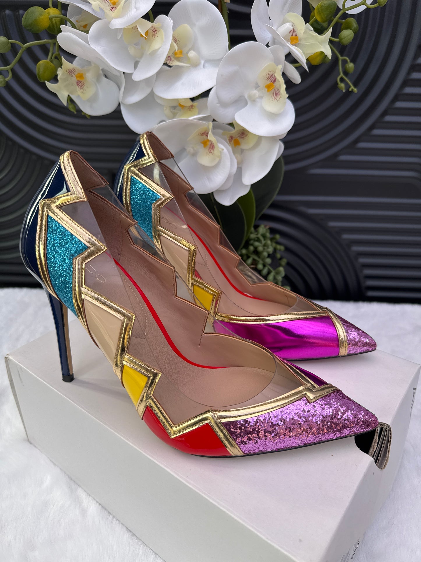 Colour Block Pointed Toe Heels