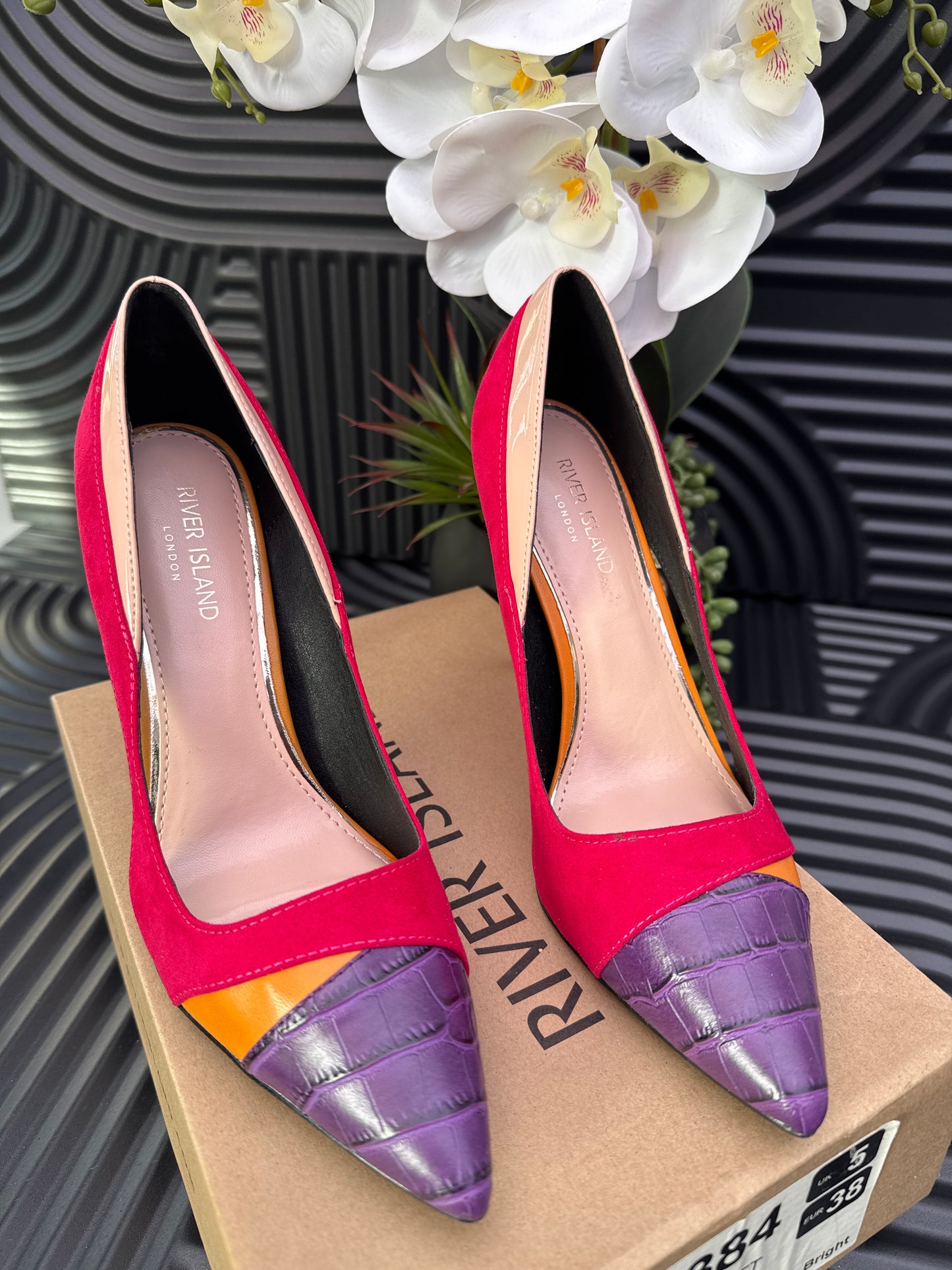 River Island Colour Block Pointed Toe Heels