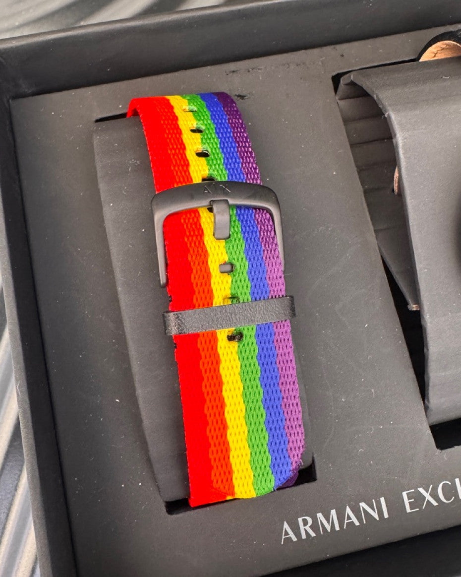 Armani Exchange rainbow quartz watch gift set