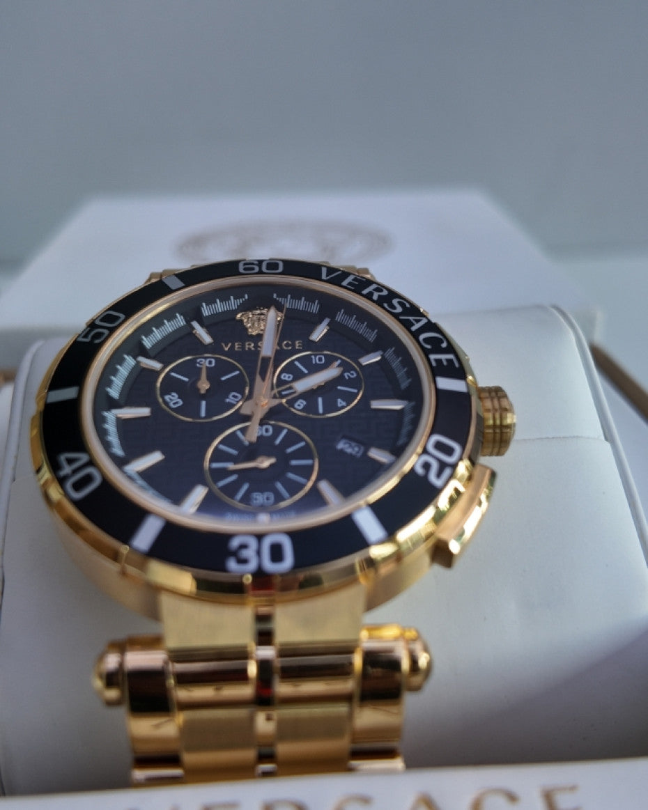Versace Chronograph Gold and Black Watch