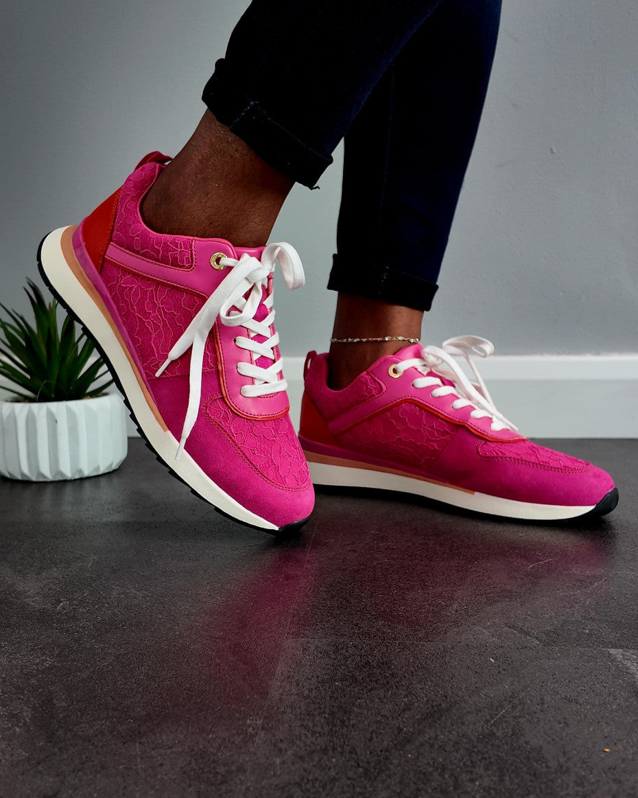 Pink Lace Detail Sneakers