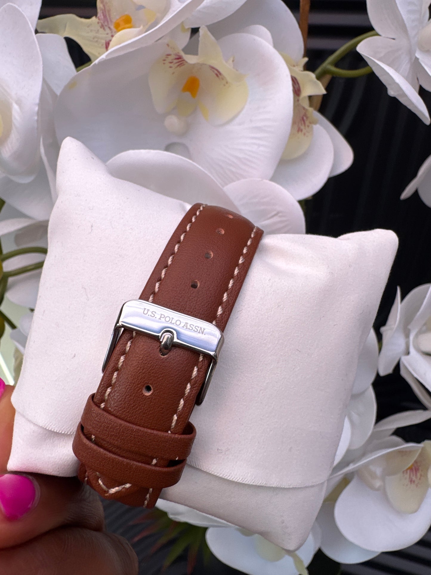 US Polo Assn Brown Leather Watch