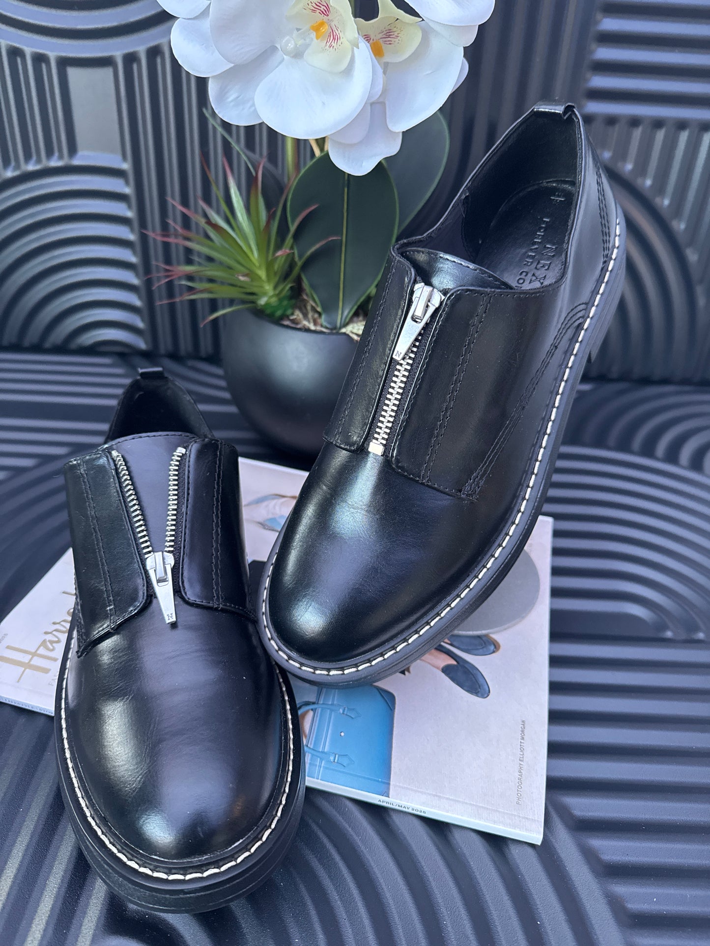 Black Zip effect brogues