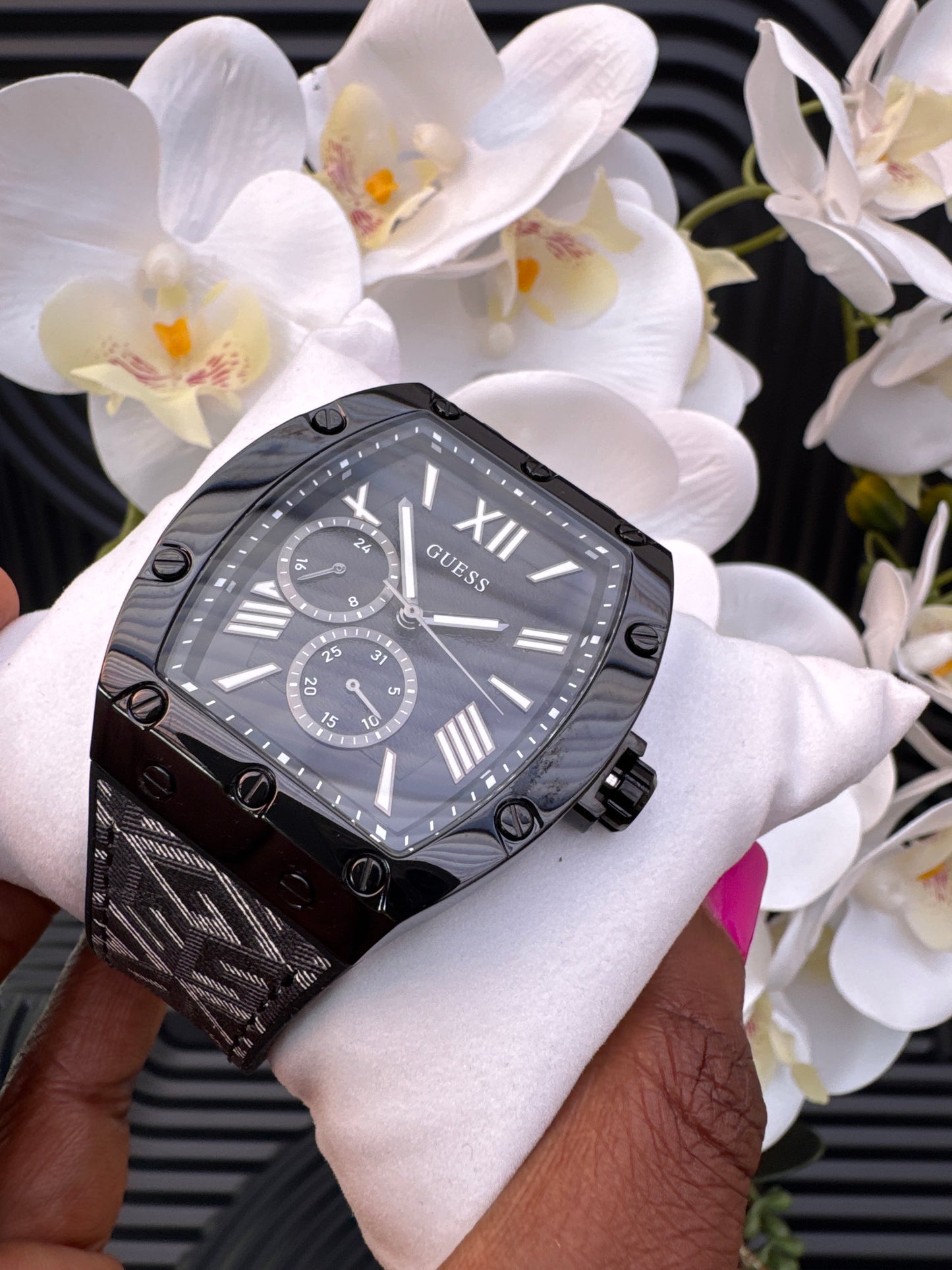 GUESS Patterned Strap Watch