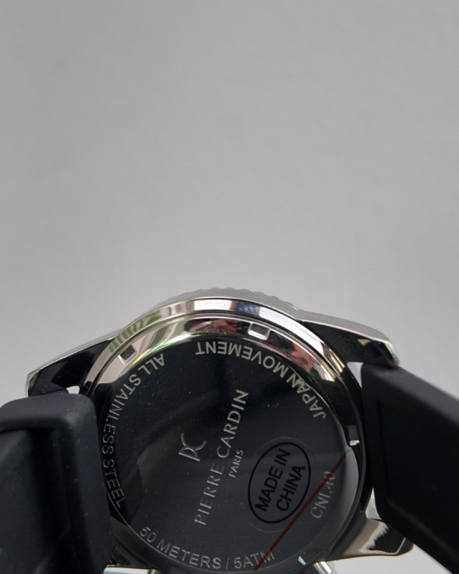 Pierre Cardin watch with Black Dial and Black Rubber Strap