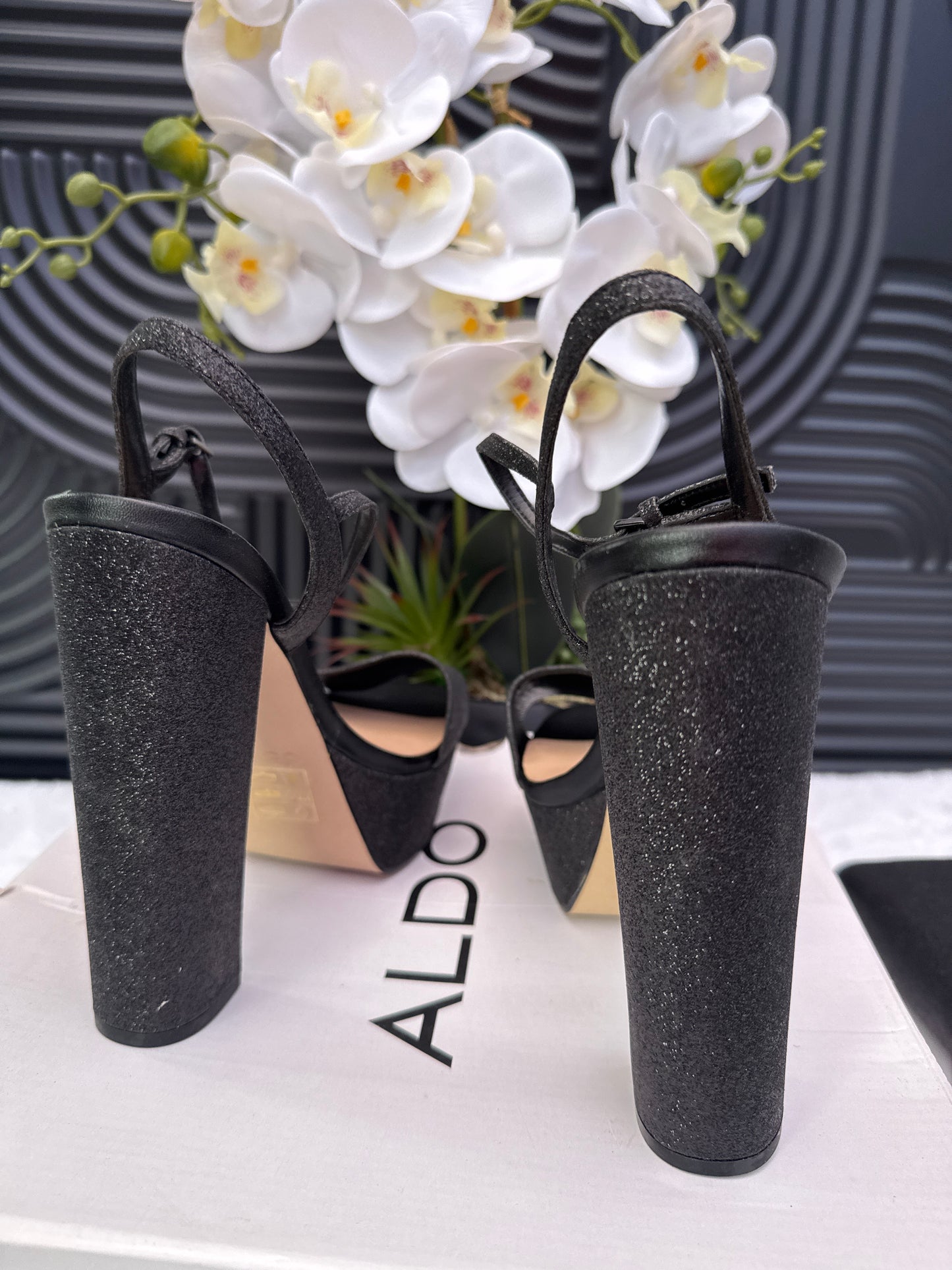 Black platform Sandal with matching purse