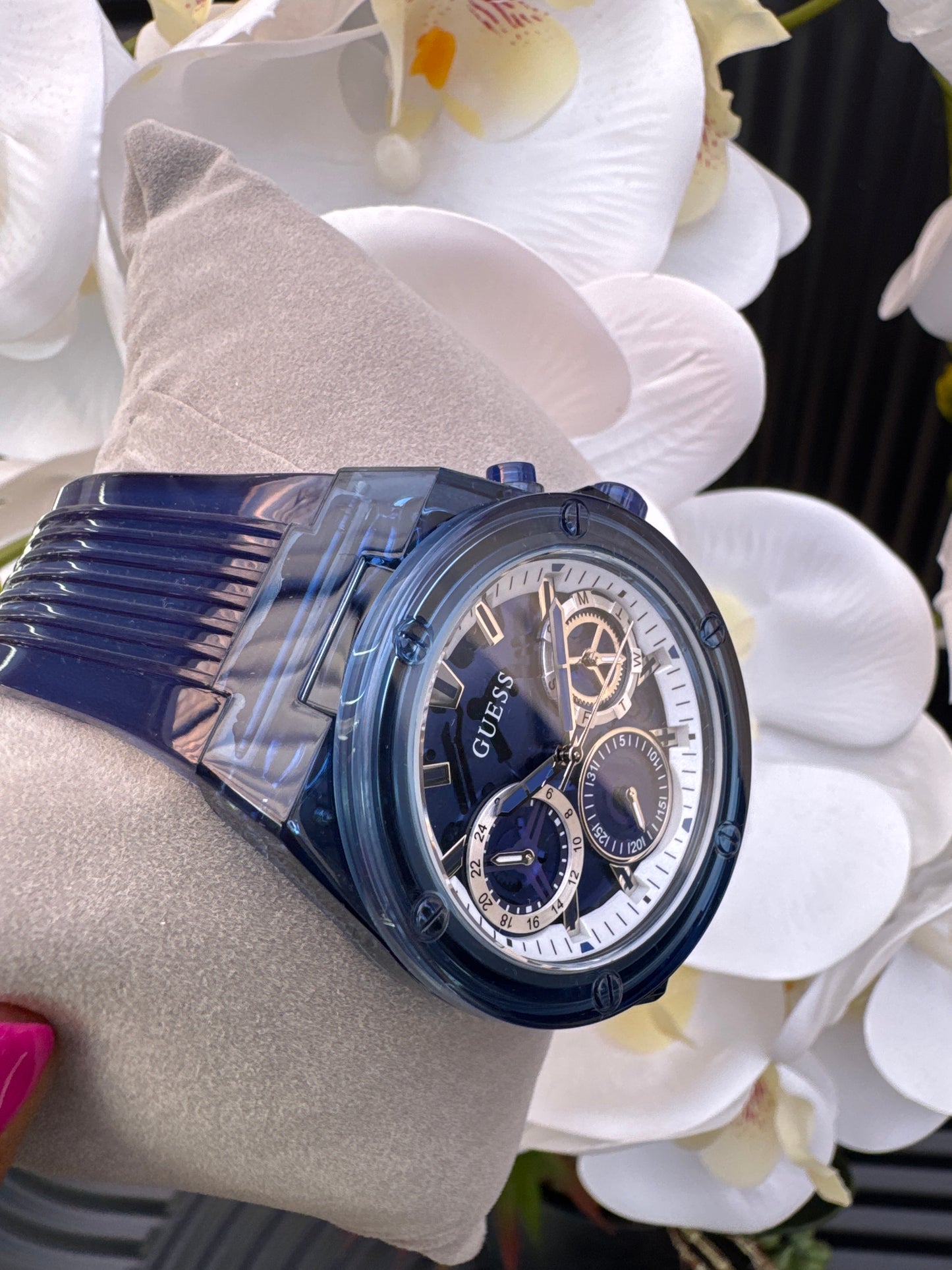 GUESS Blue UNISEX Silicon Strap Watch