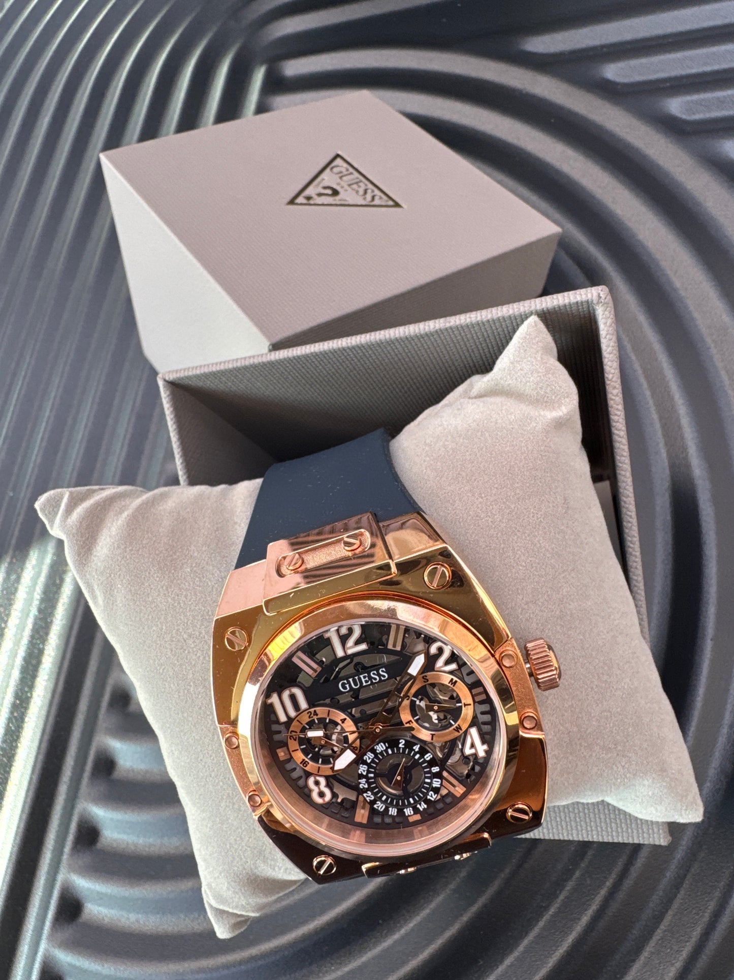 Guess Navy & Rose Gold Tone Chronograph Watch