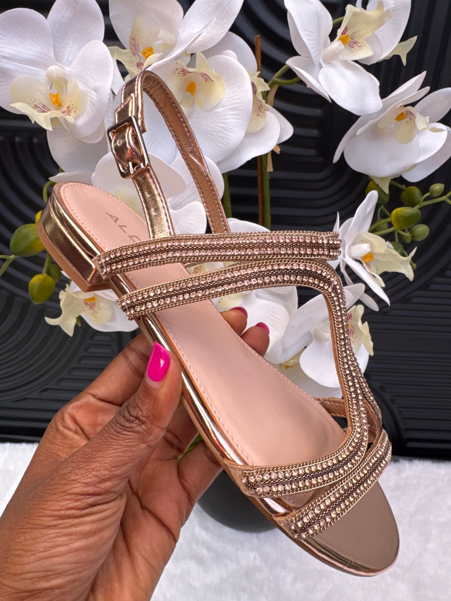 ALDO Gold Diamante Flat Sandal