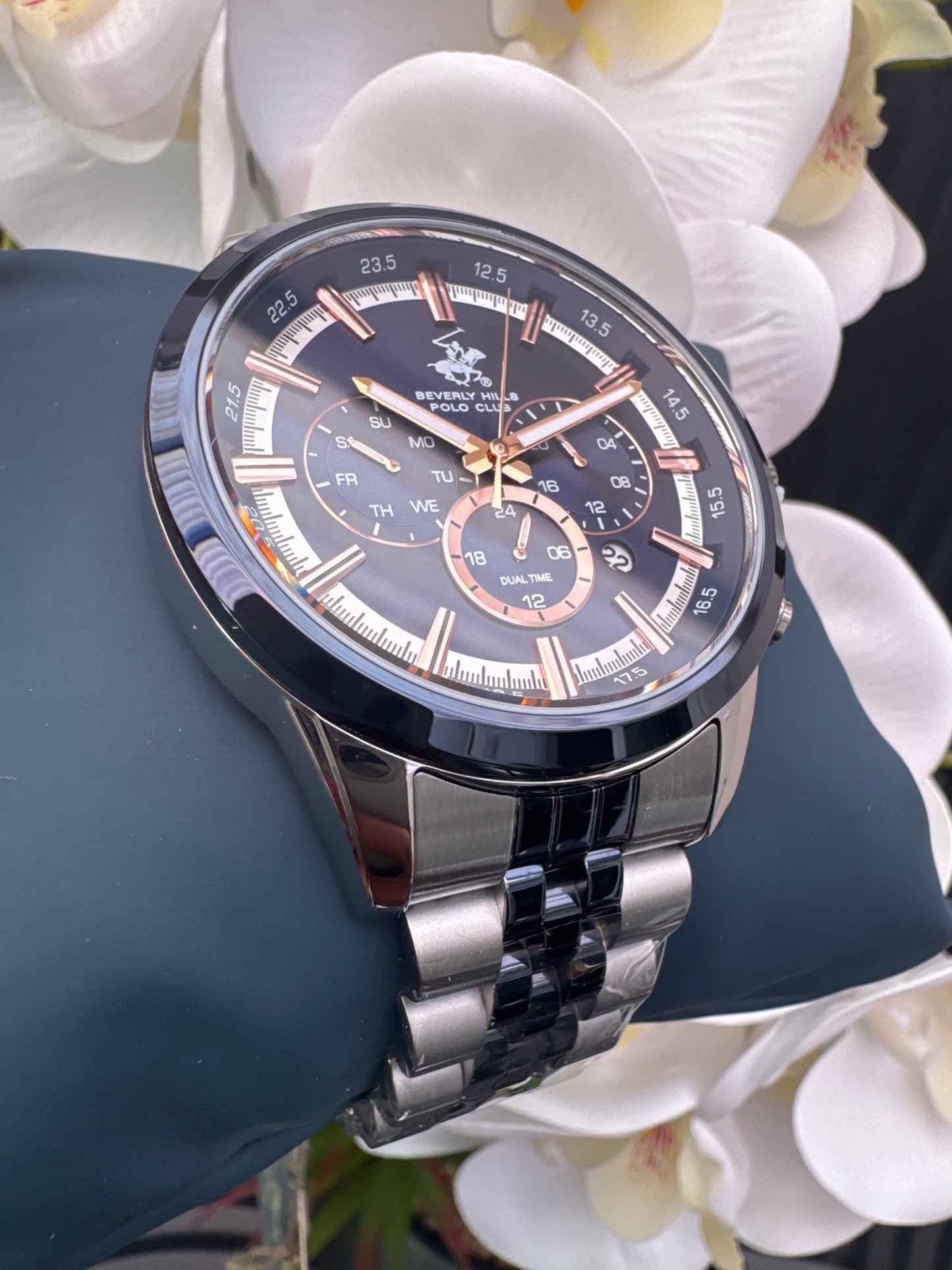 Beverly Hills Polo Club Navy & Silver Tone Watch