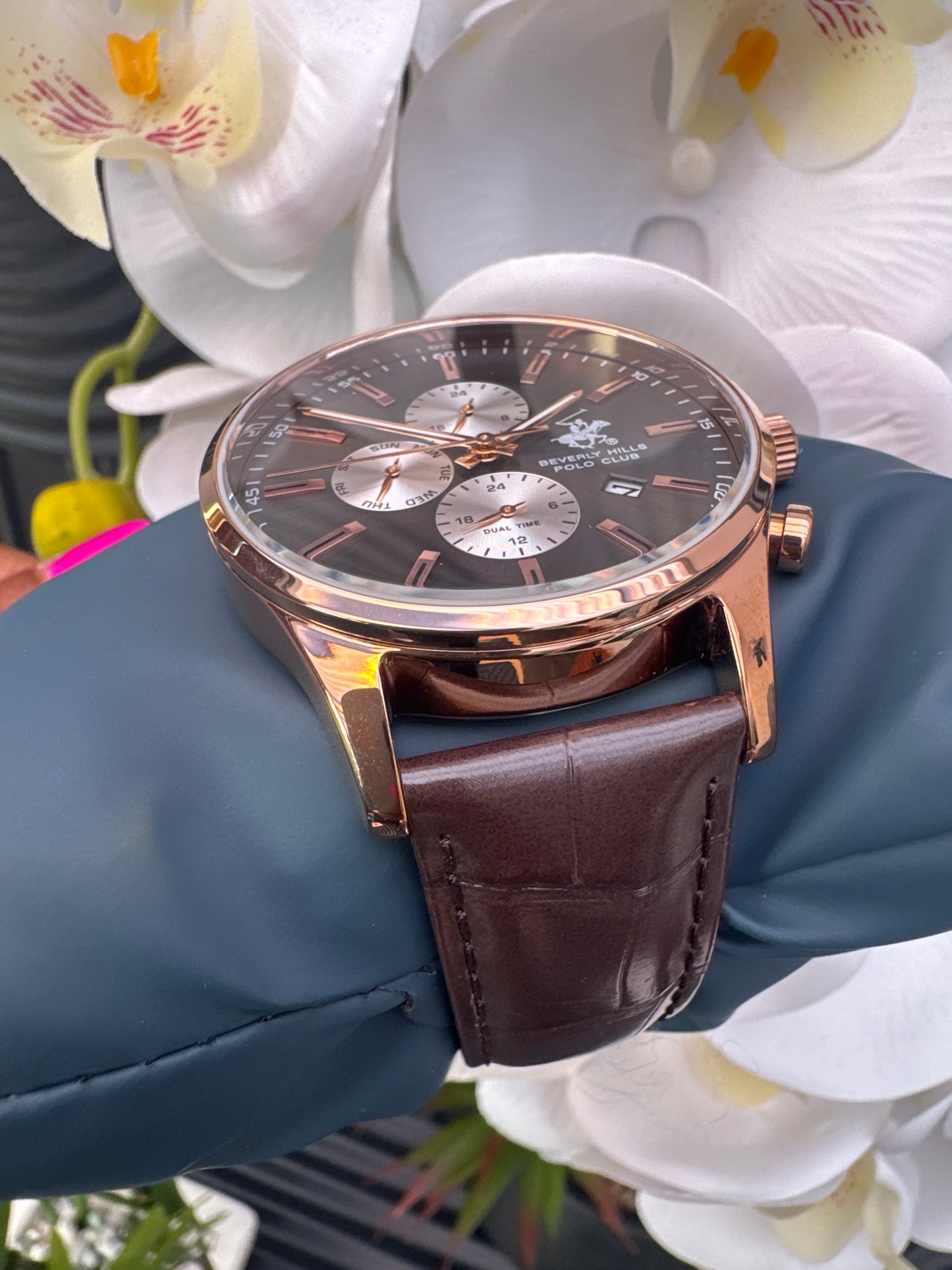 Beverly Hills Polo Club Leather Strap Watch
