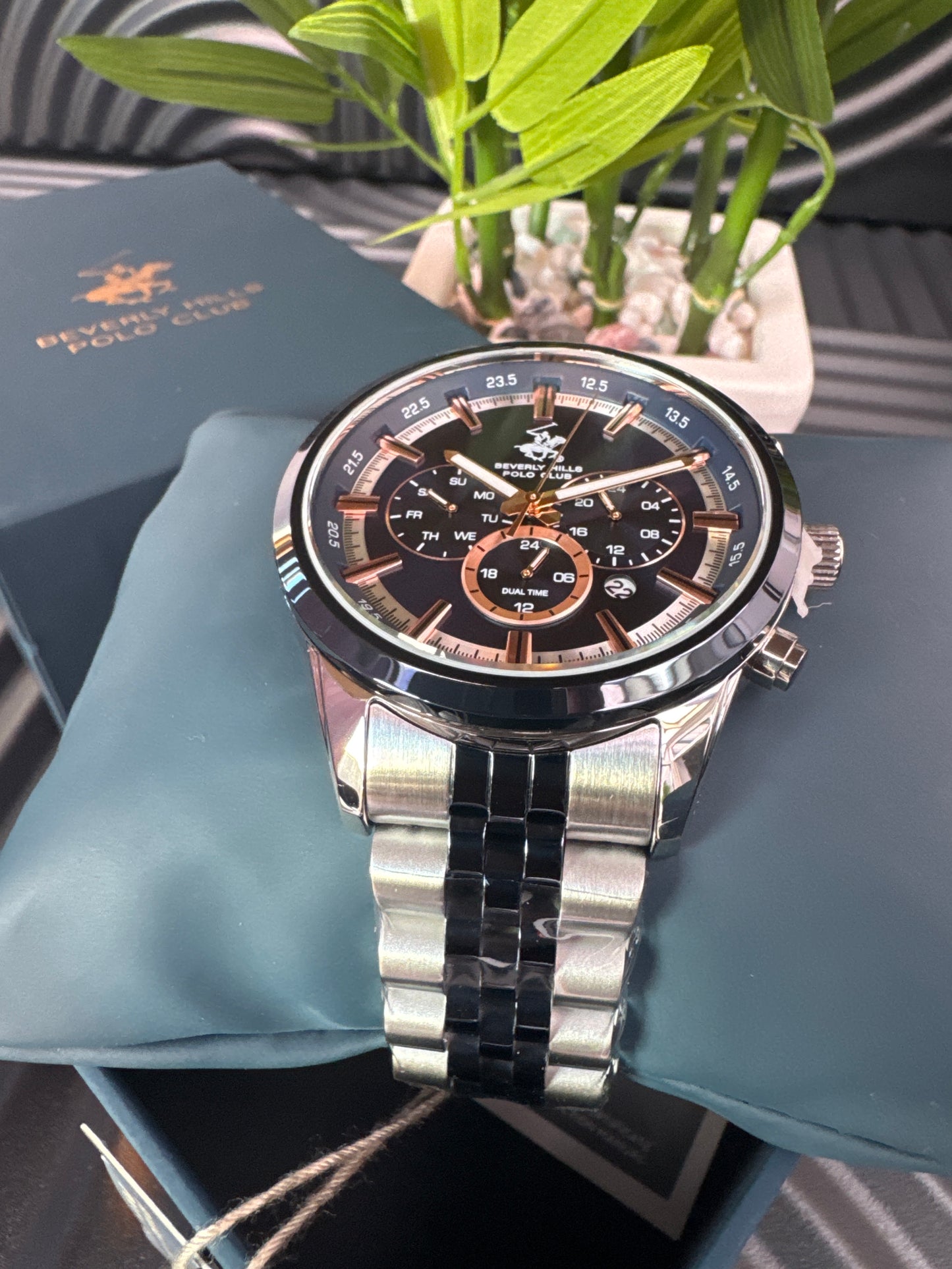 Beverly Hills Polo Club Navy & Silver Tone Watch