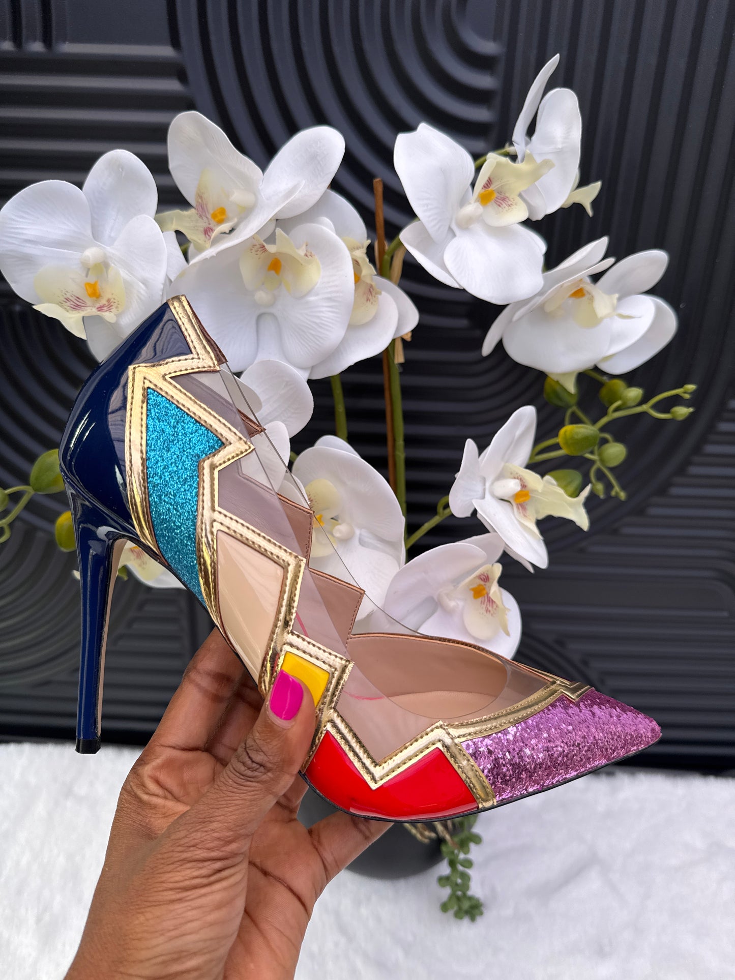 Colour Block Pointed Toe Heels