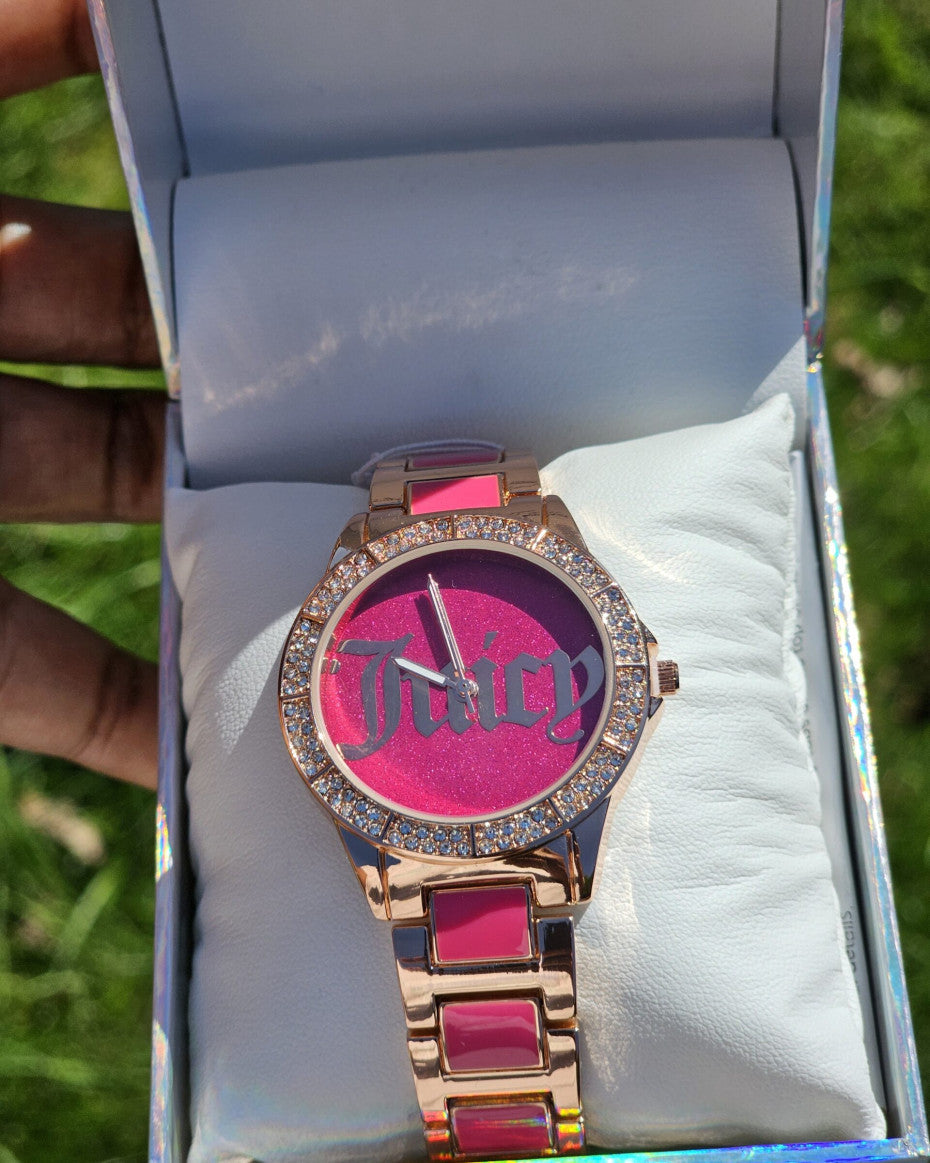 Juicy Couture pink and gold watch