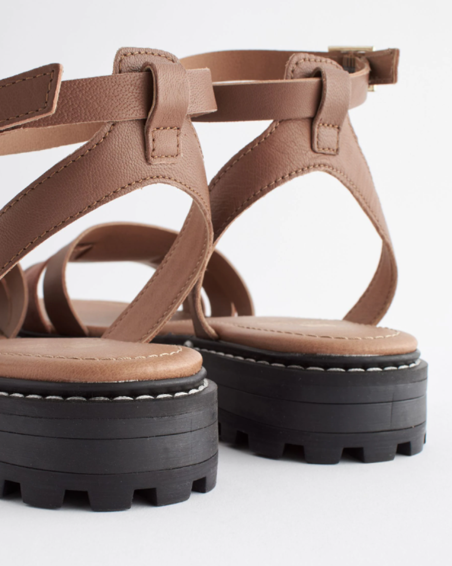 Brown Leather Cleated Sandals