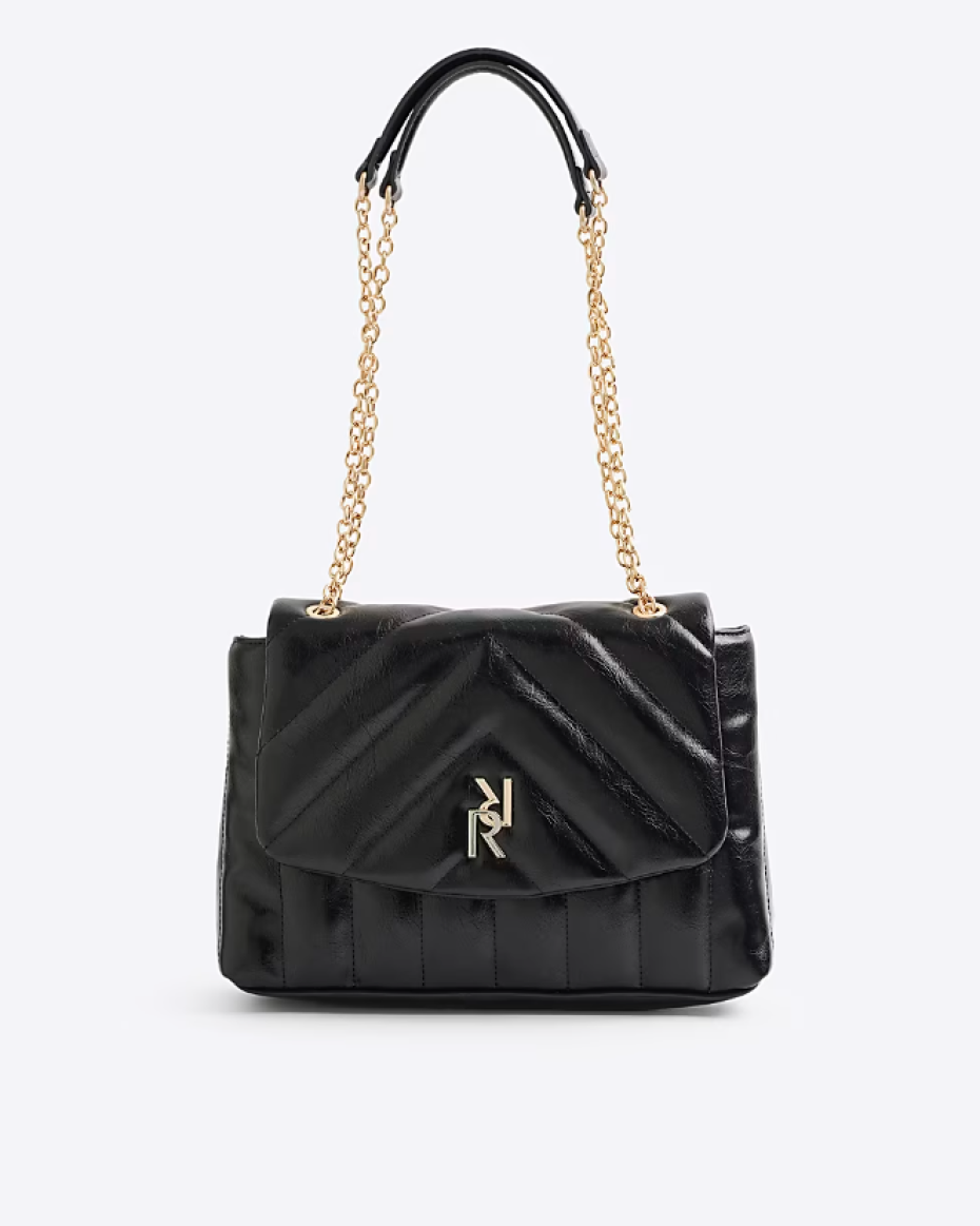 Black quilted chain strap shoulder bag