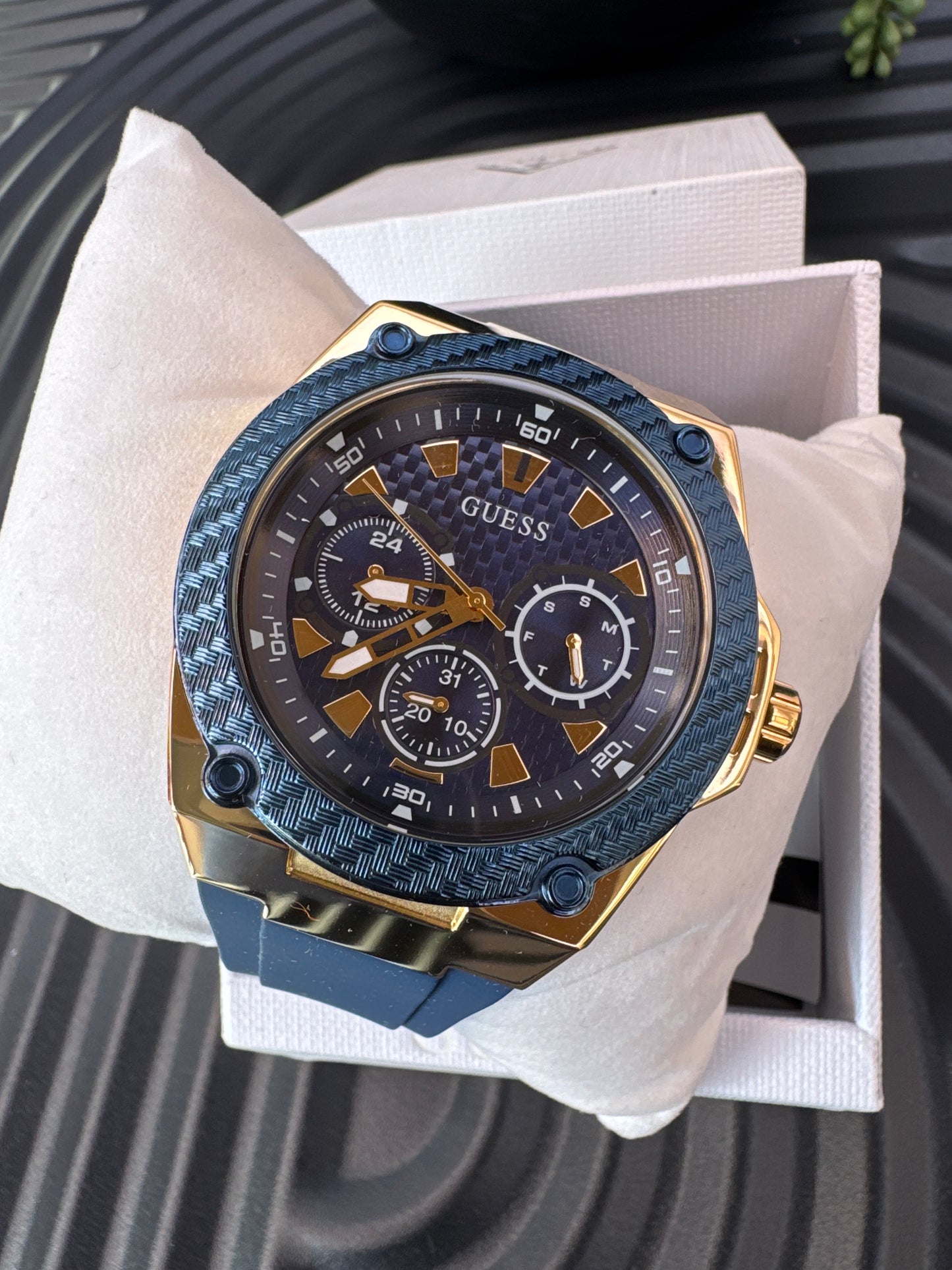 Guess Stainless Steel Watch with Silicone Strap