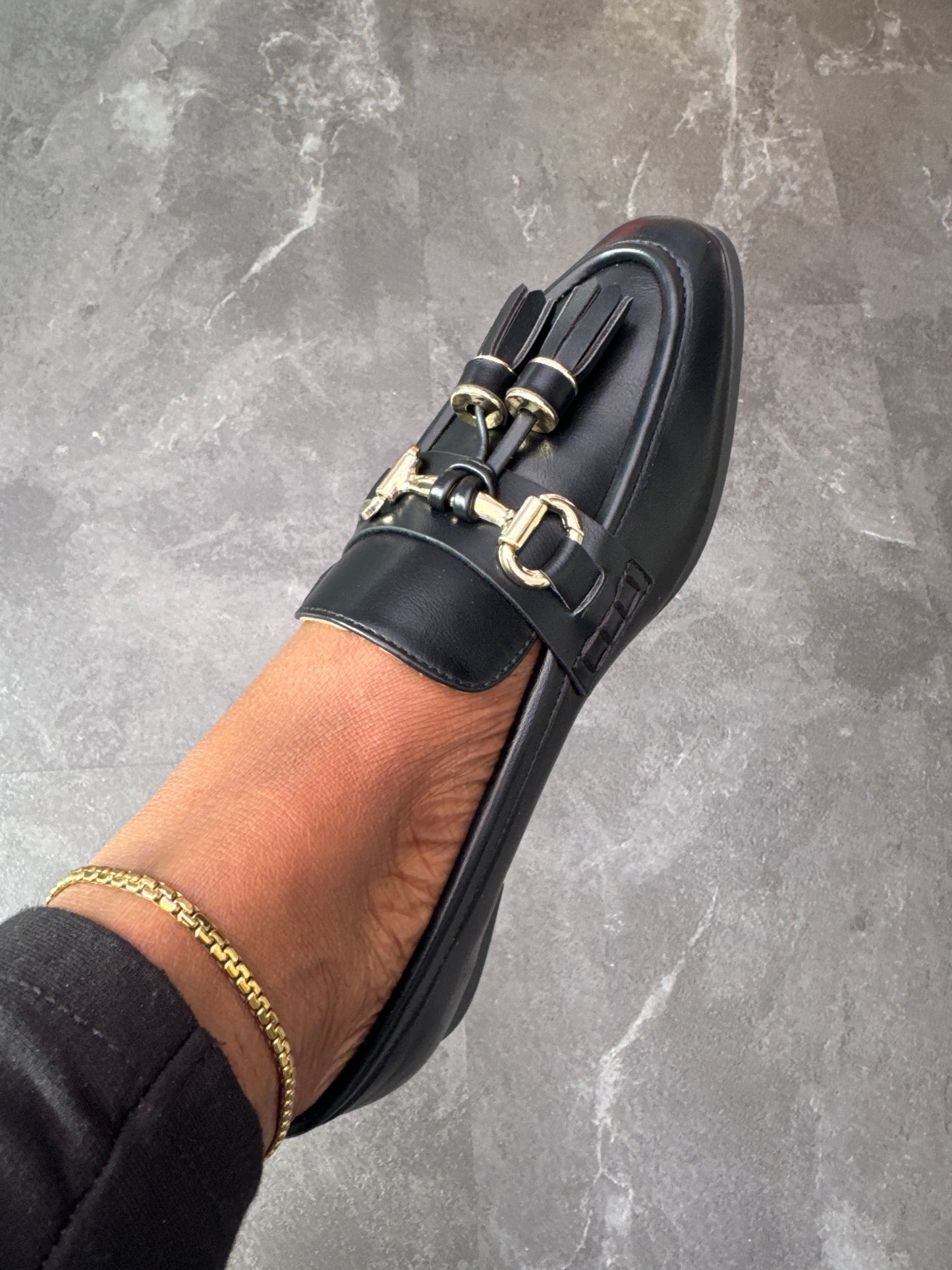 Black Leather Tassel Loafers