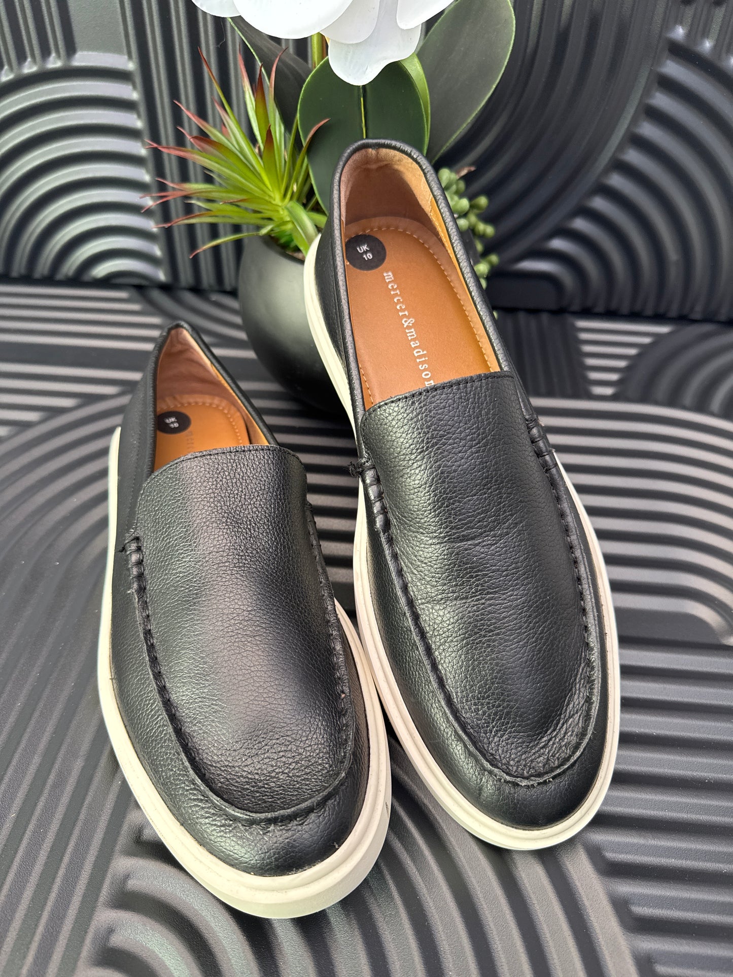 Slip on Black Leather Loafers for men
