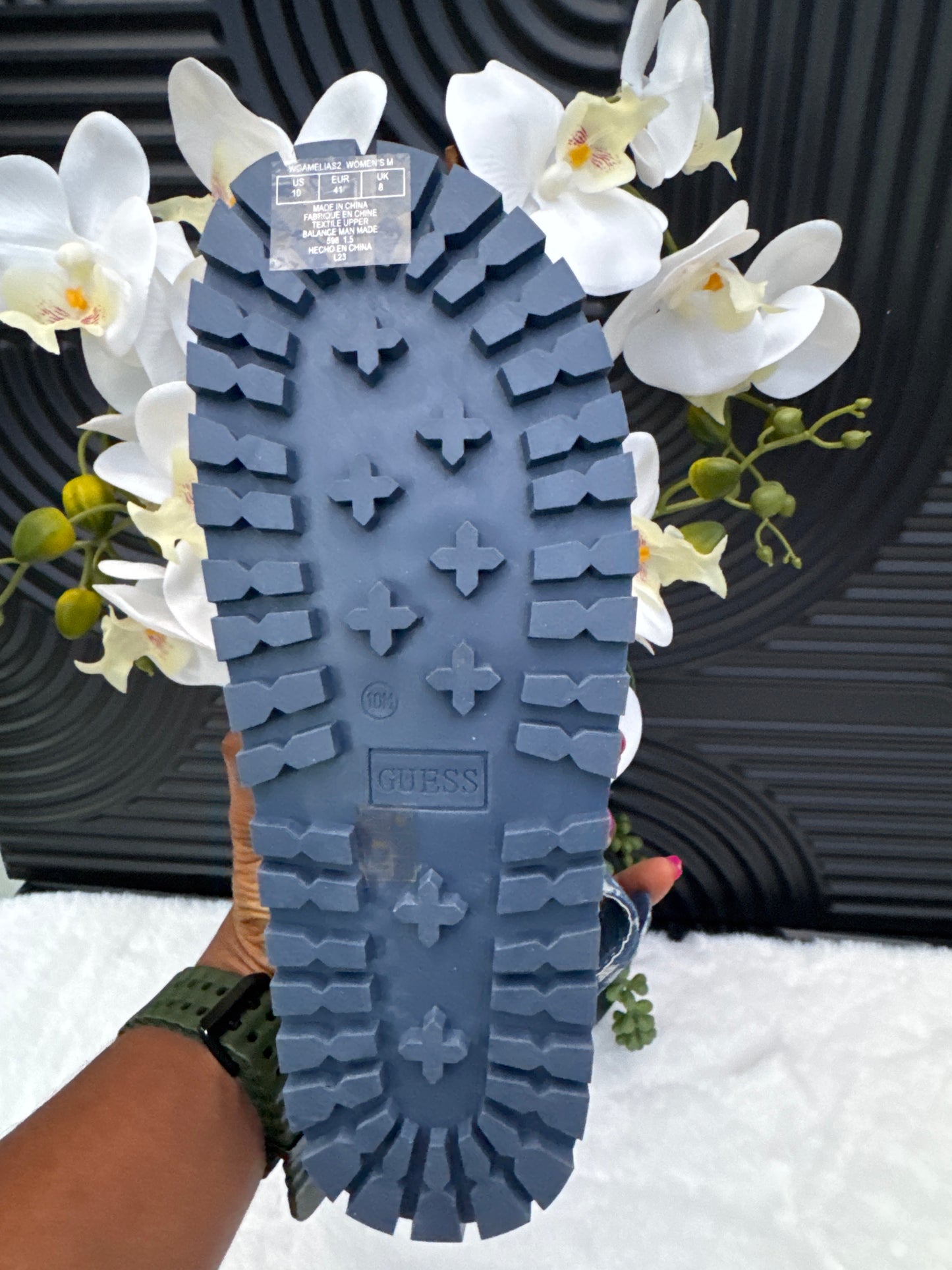 GUESS Denim Monogram Sandal