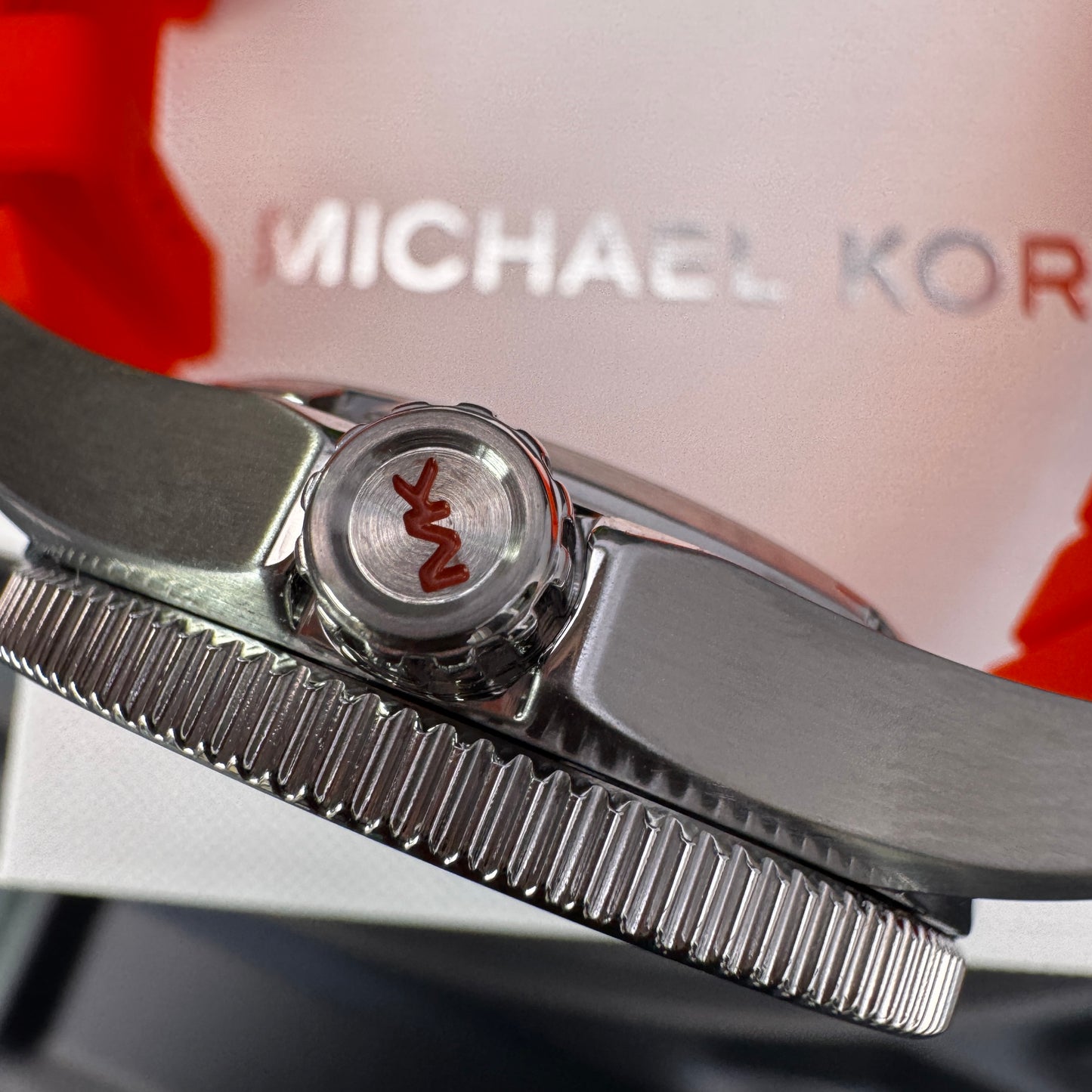 Michael Kors Oversized Silicone Strap Watch in Orange