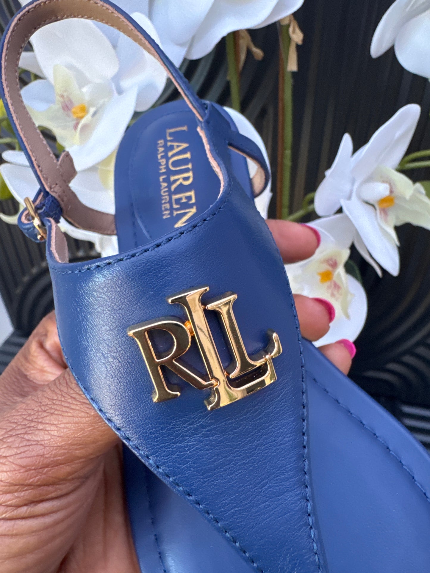 Ralph Lauren Blue T-Bar Sandals