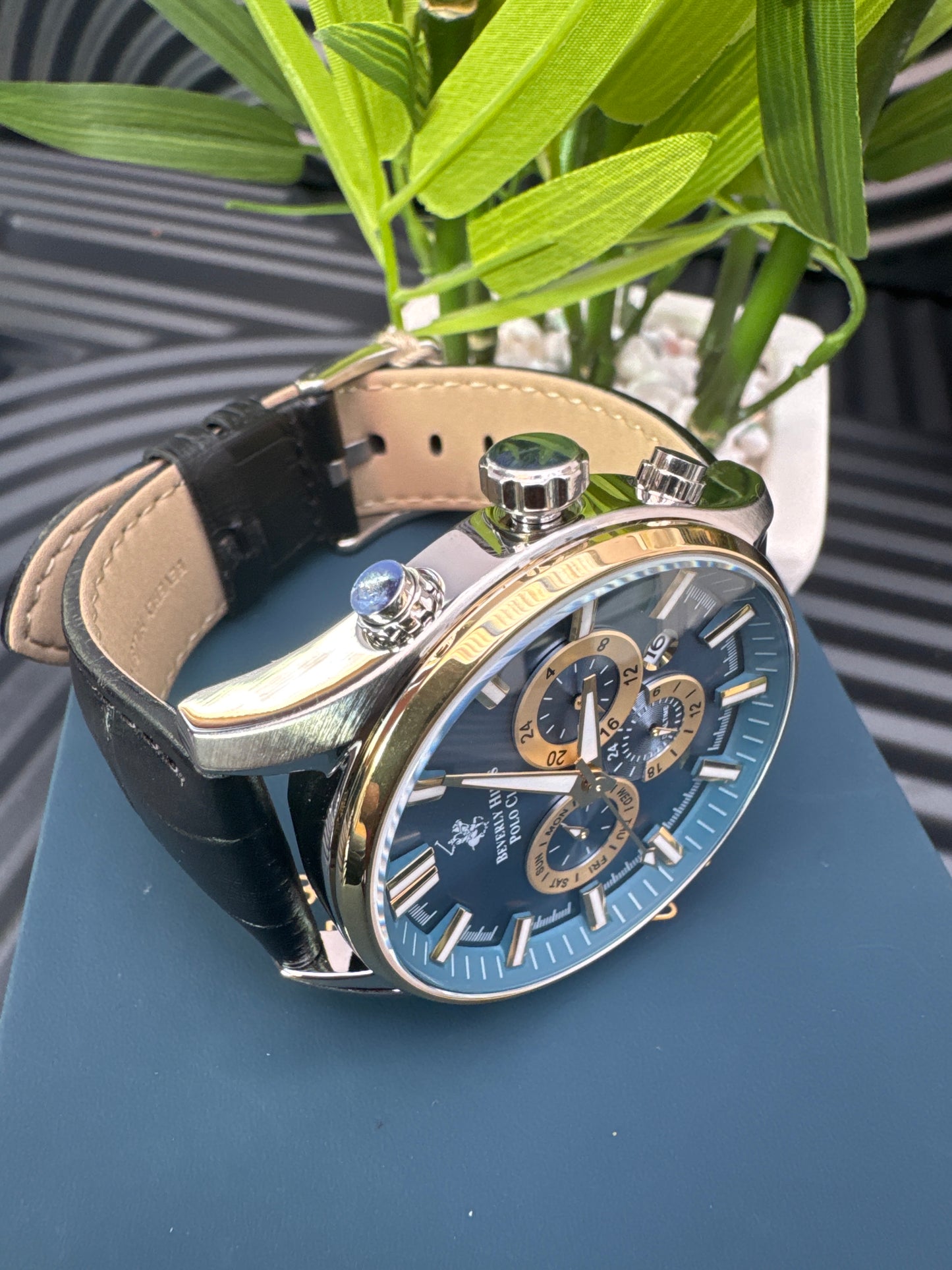 Beverly Hills Polo Club Leather Strap Watch