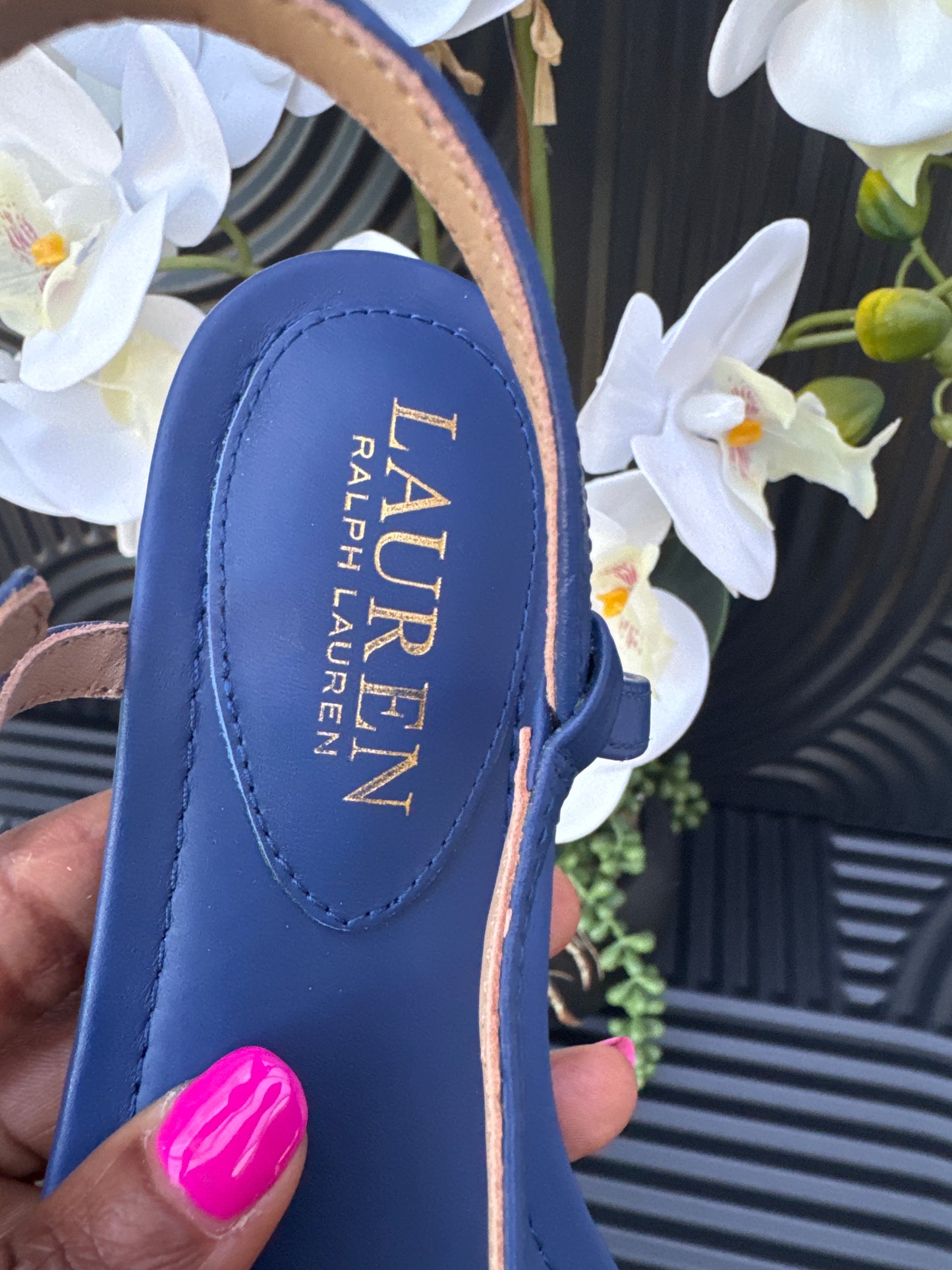 Ralph Lauren Blue T-Bar Sandals