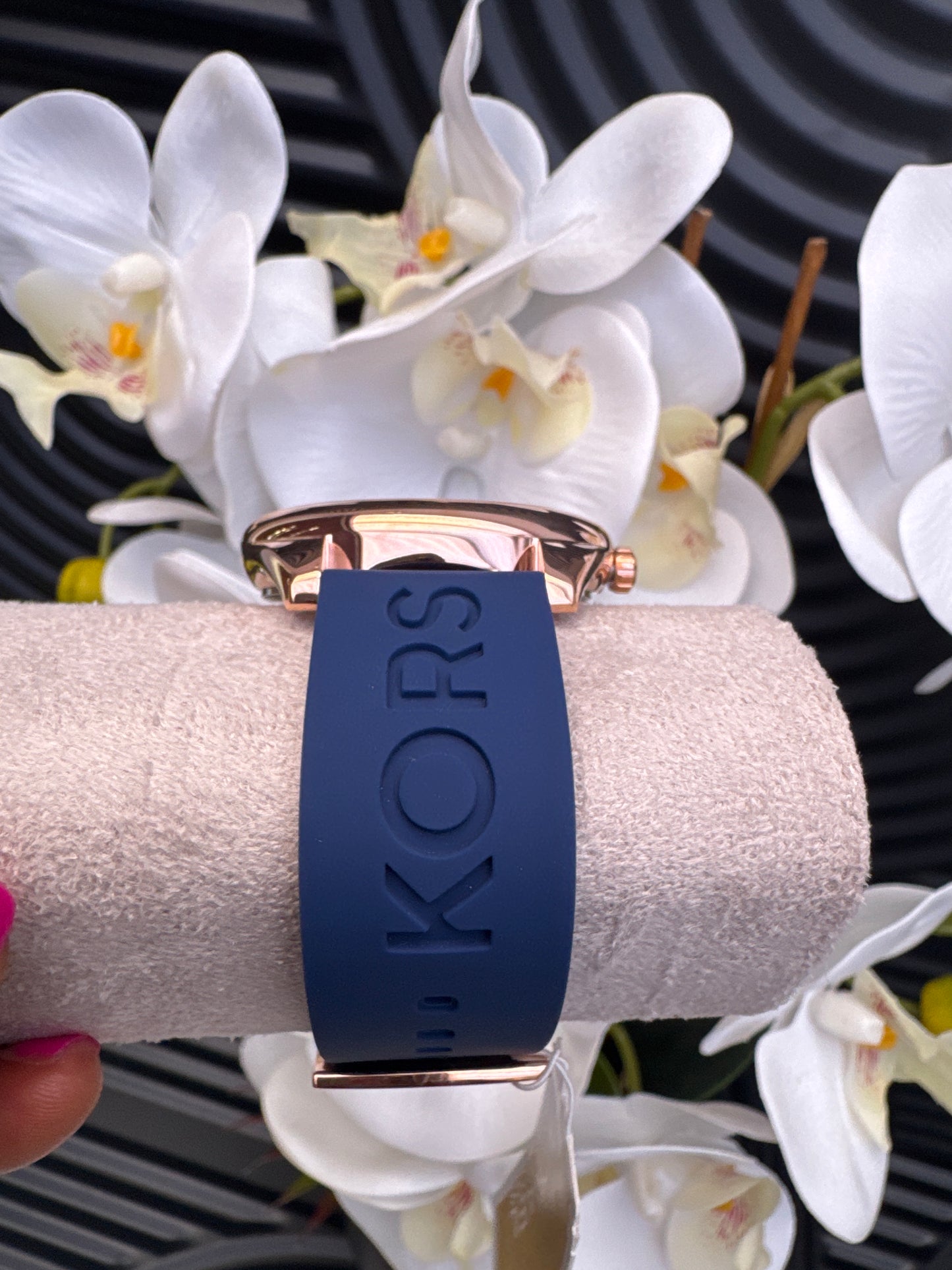 Michael Kors Rose Gold and Blue Strap Watch