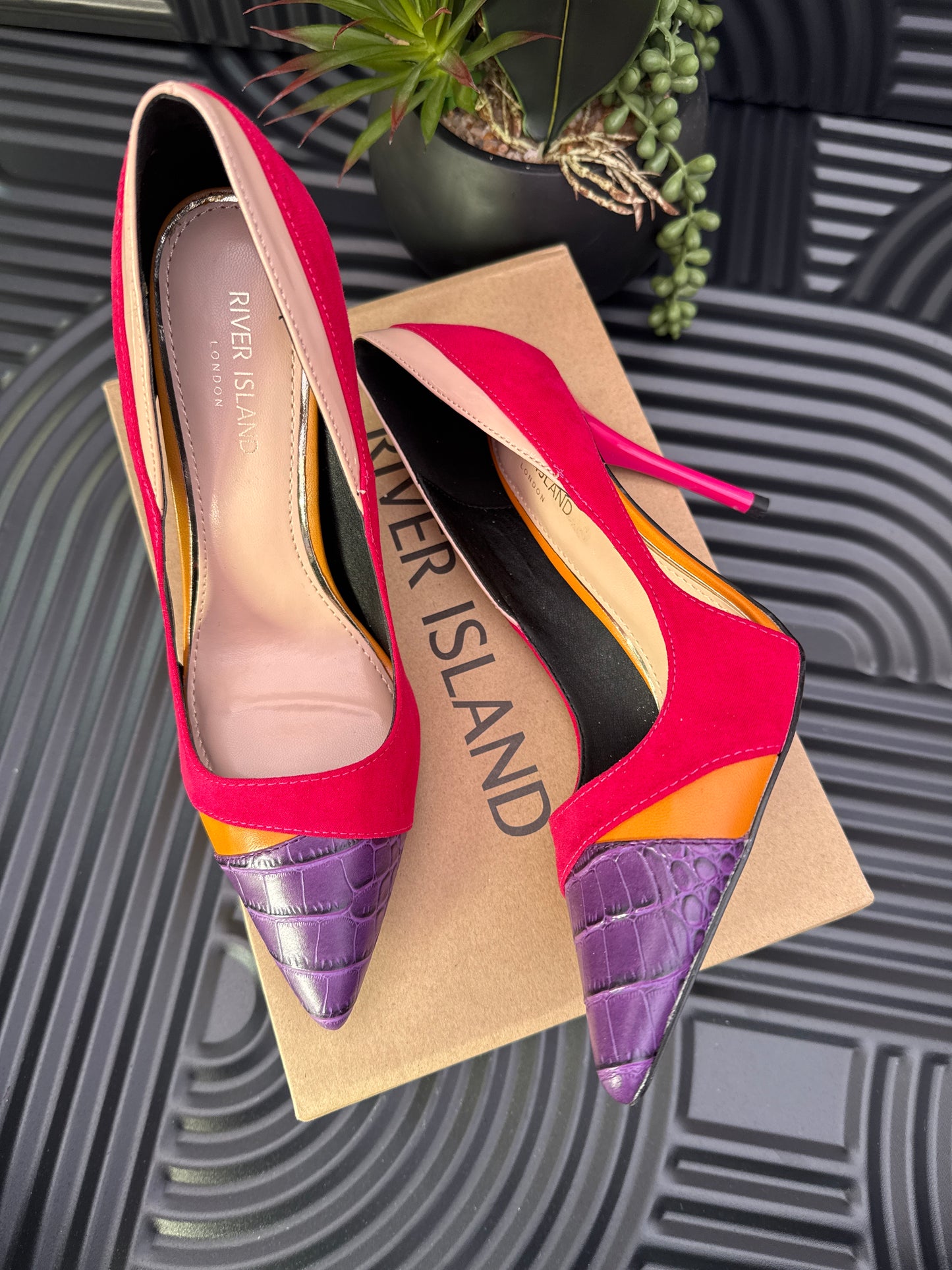 River Island Colour Block Pointed Toe Heels