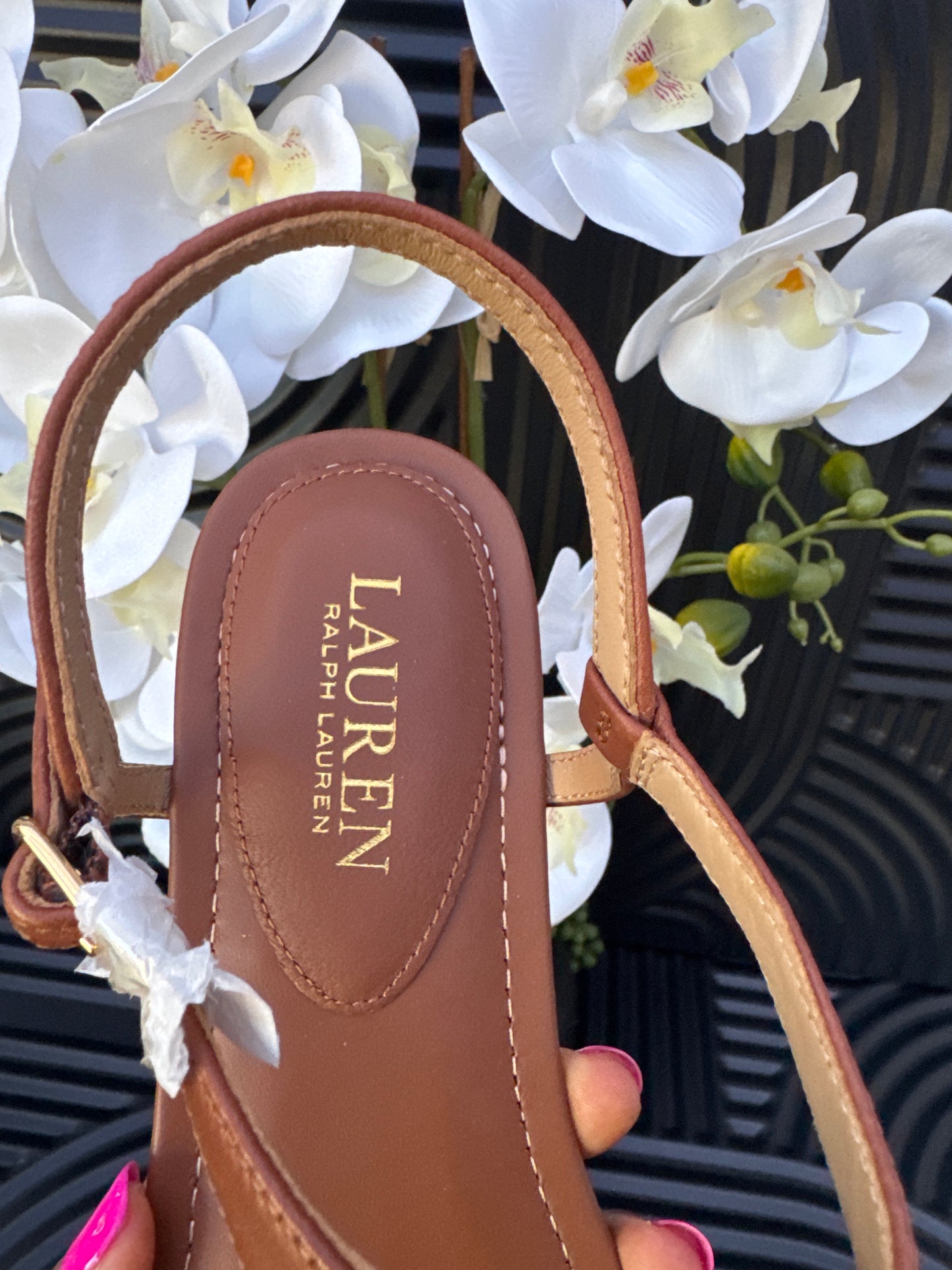 Ralph Lauren Brown T-Bar Sandals