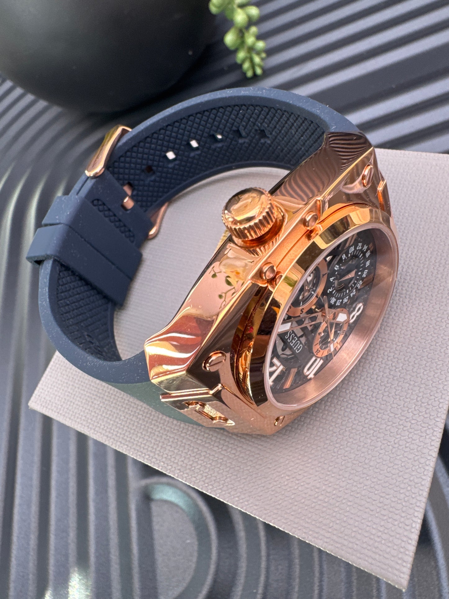 Guess Navy & Rose Gold Tone Chronograph Watch