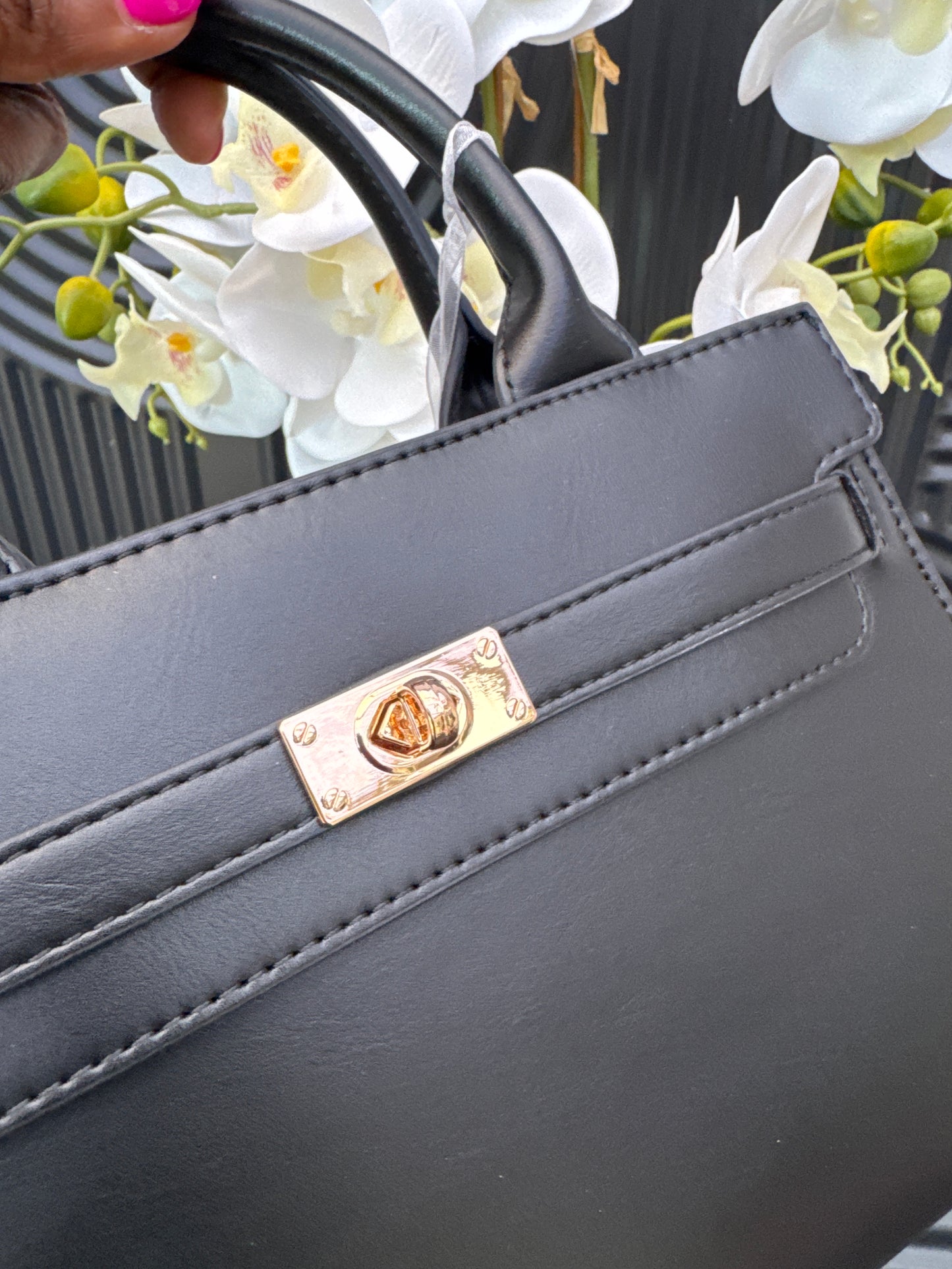 Black Top Handle Crossbody Bag
