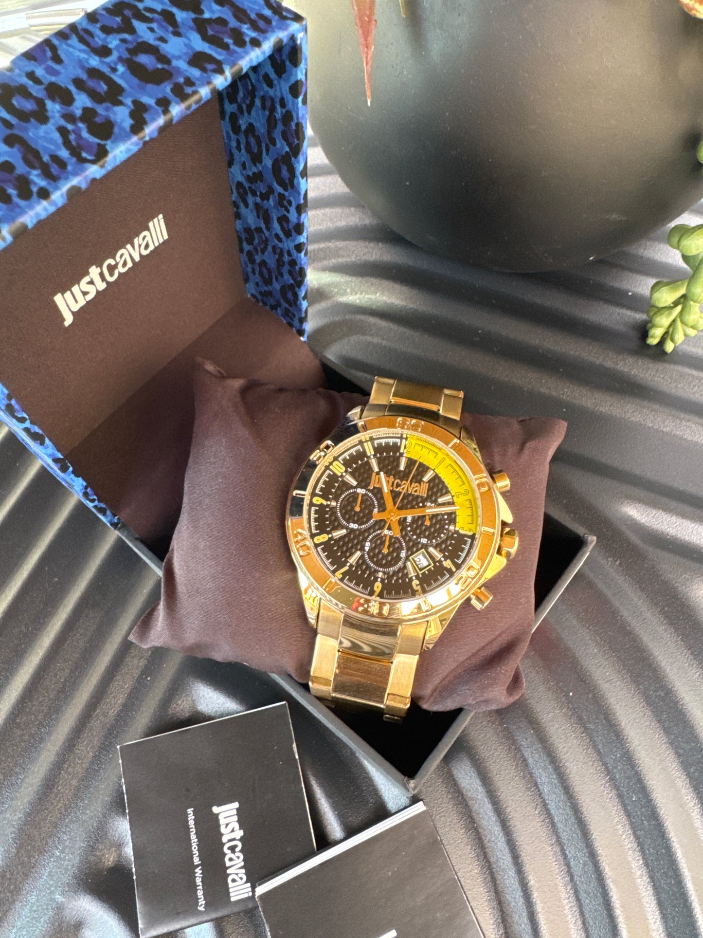 Just Cavalli Black and Gold Tone Watch